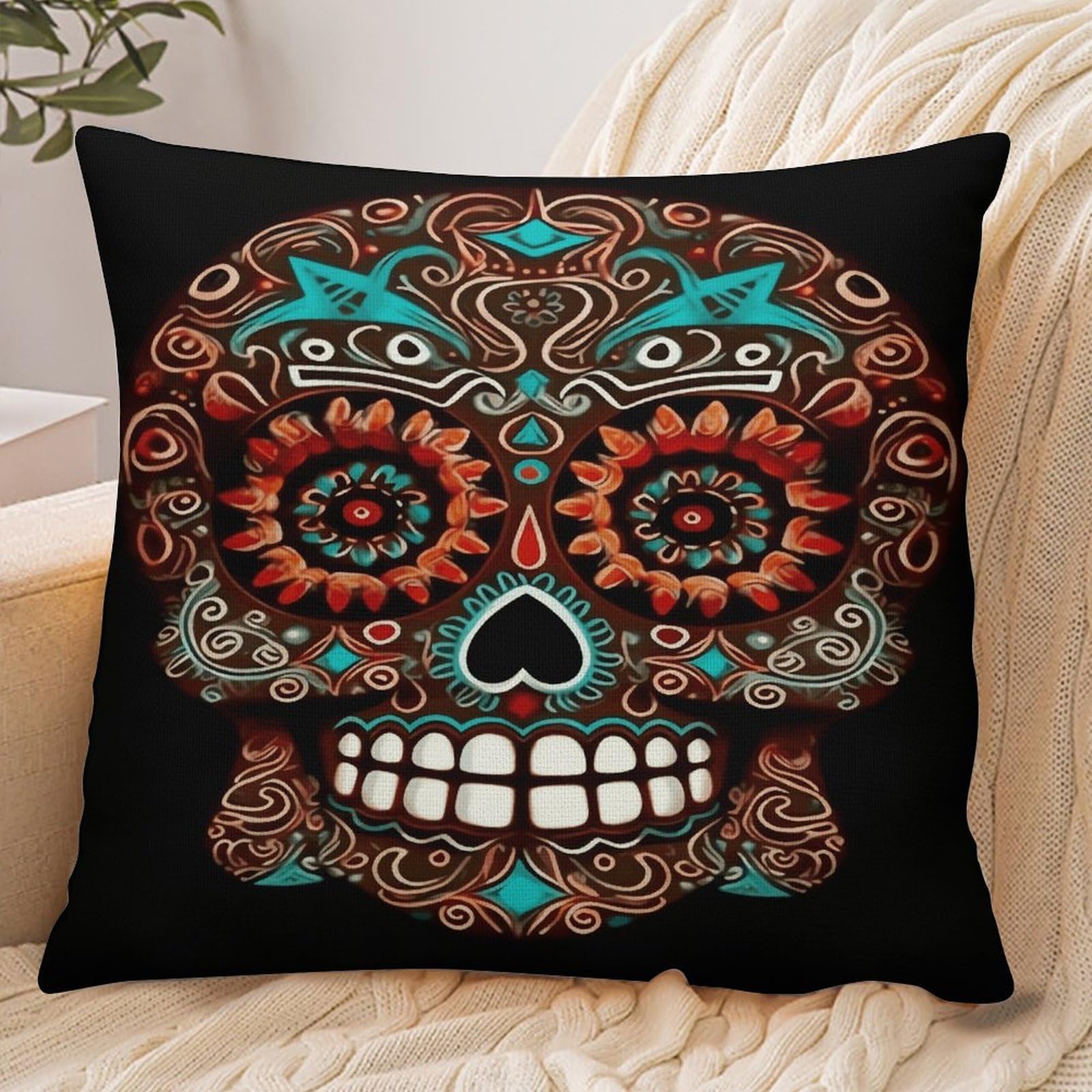 Fekiloot Style Sugar Skulls Day Of The Dead Pillowcase Pillow Sham Pillow Case