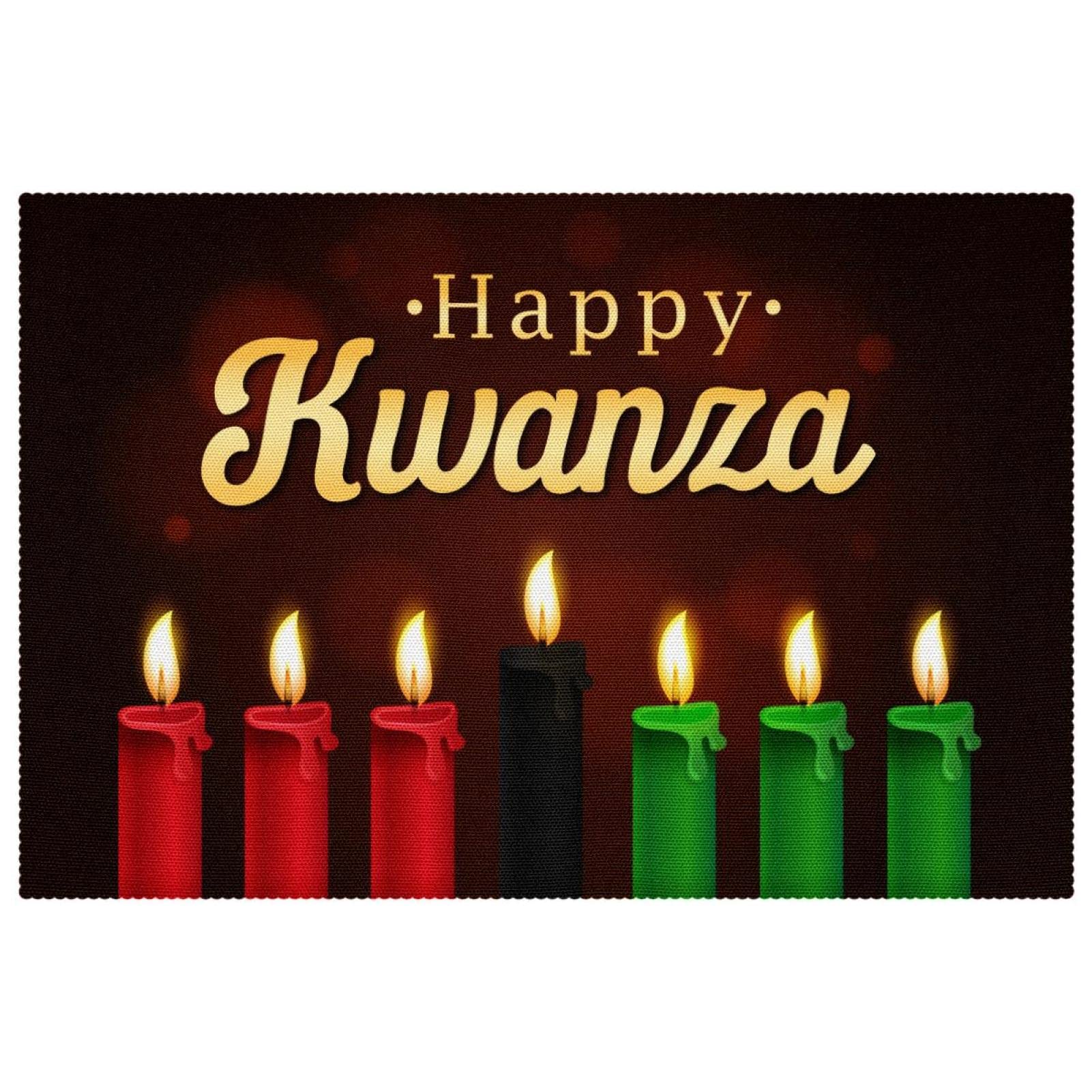 Sets de table Kwanzaa lavables en tissu Oxford résistant et thermorésistant