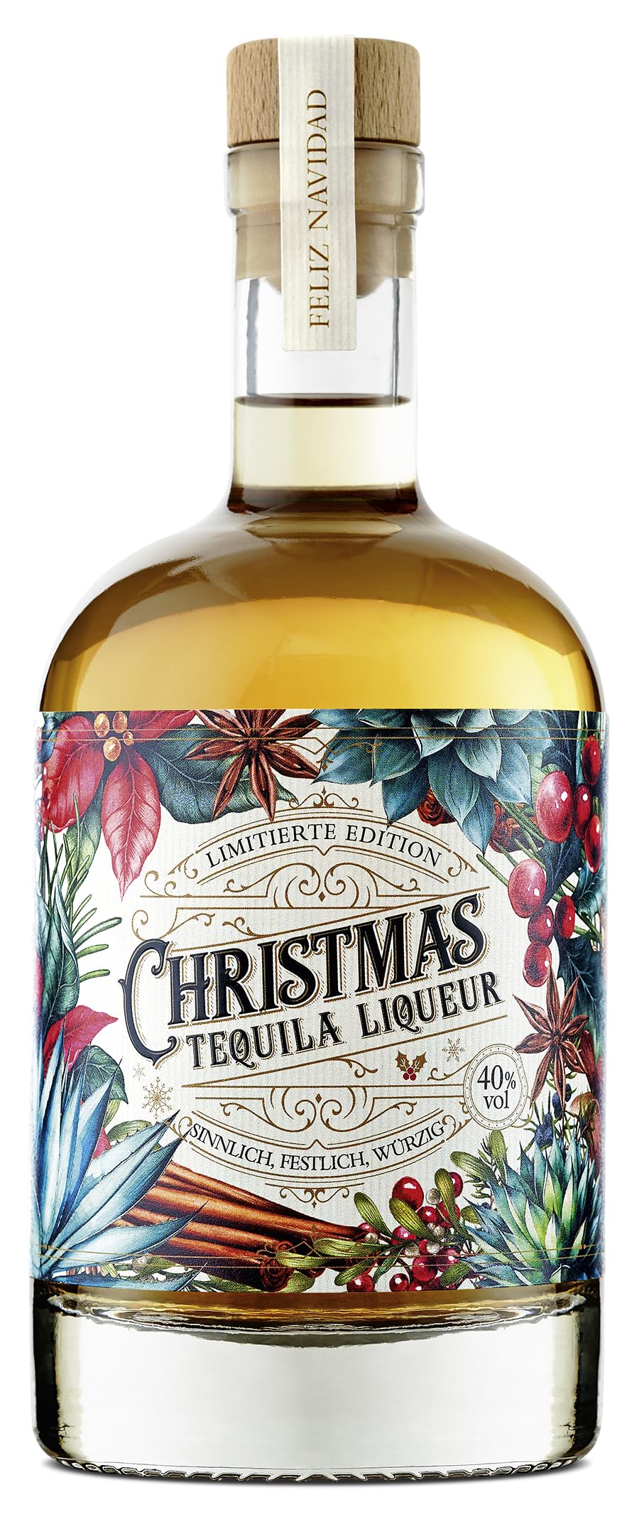 Wajos Christmas Tequila Liqueur 500ml, 40% vol: Weihnachtslikör mit Zimt, limitierte Edition. Fürs Likör Geschenkset & als Mitbringsel