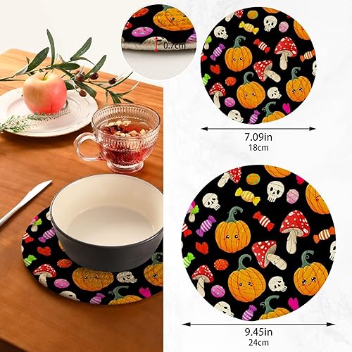 Miniatura 3 de Juego de 2 agarraderas de calabaza de Halloween, juego de salvamanteles de hilo de algodón puro para ollas calientes (juego de 2) posavasos