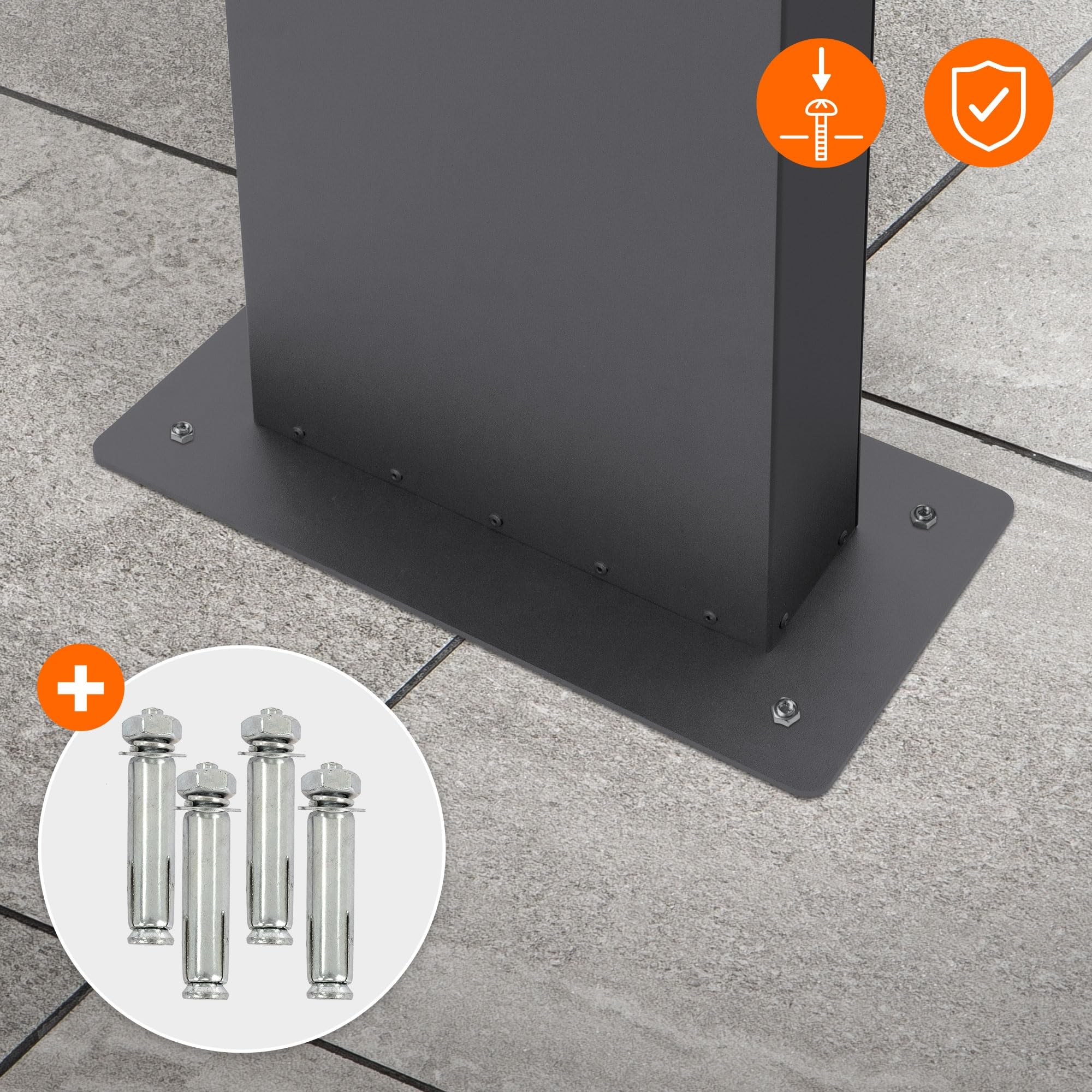ECD Germany Buzón Autoportante de Acero Inoxidable Antracita Exterior con Soporte Poste 170cm Casillero Moderno con Compartimento para Periódicos y Cerradura con 2 Llaves Incluidas