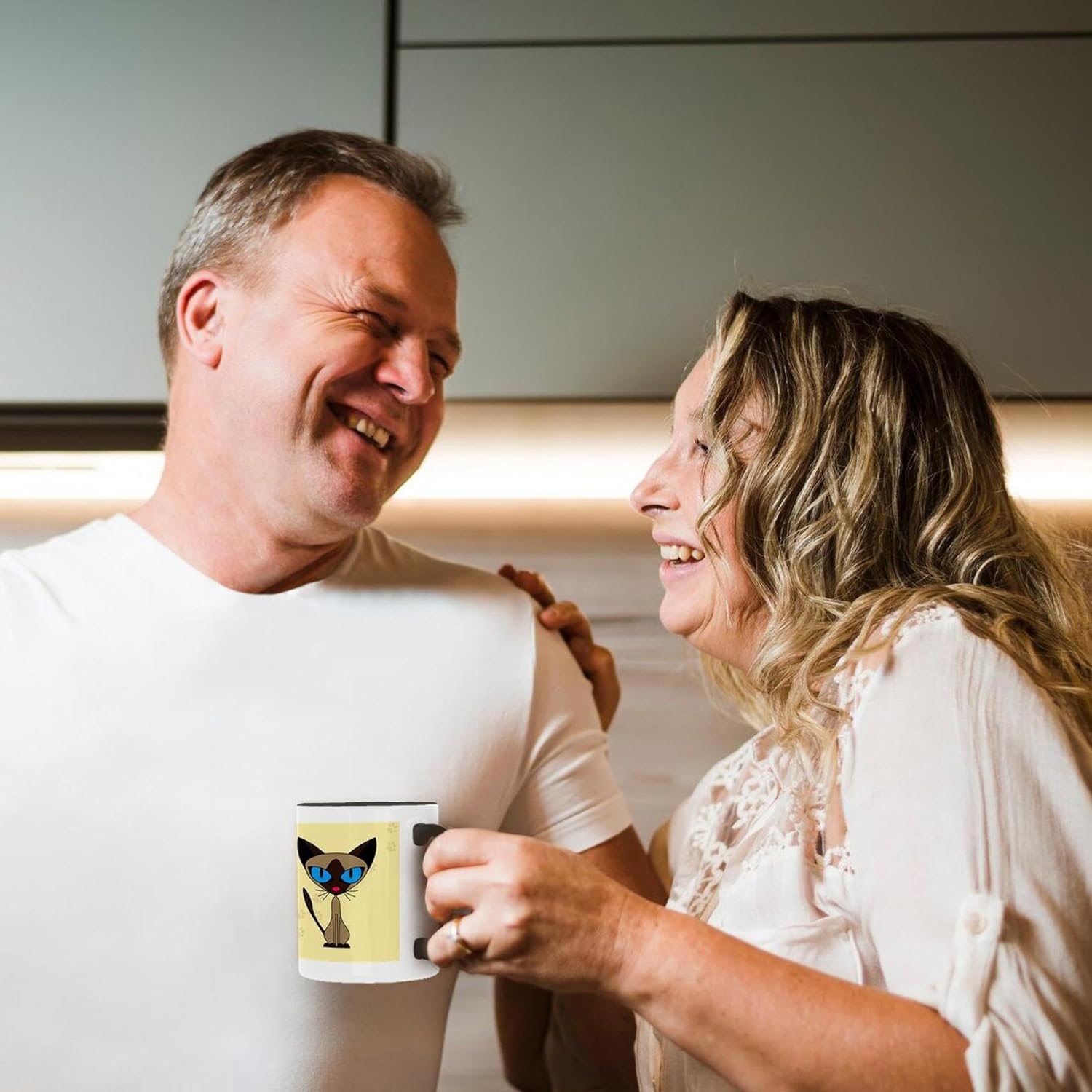 3dRose mug_6168_4 "Cute Siamese Cat Paw Prints Design" Two Tone Black Mug, 11 oz, Multicolor - Image 4