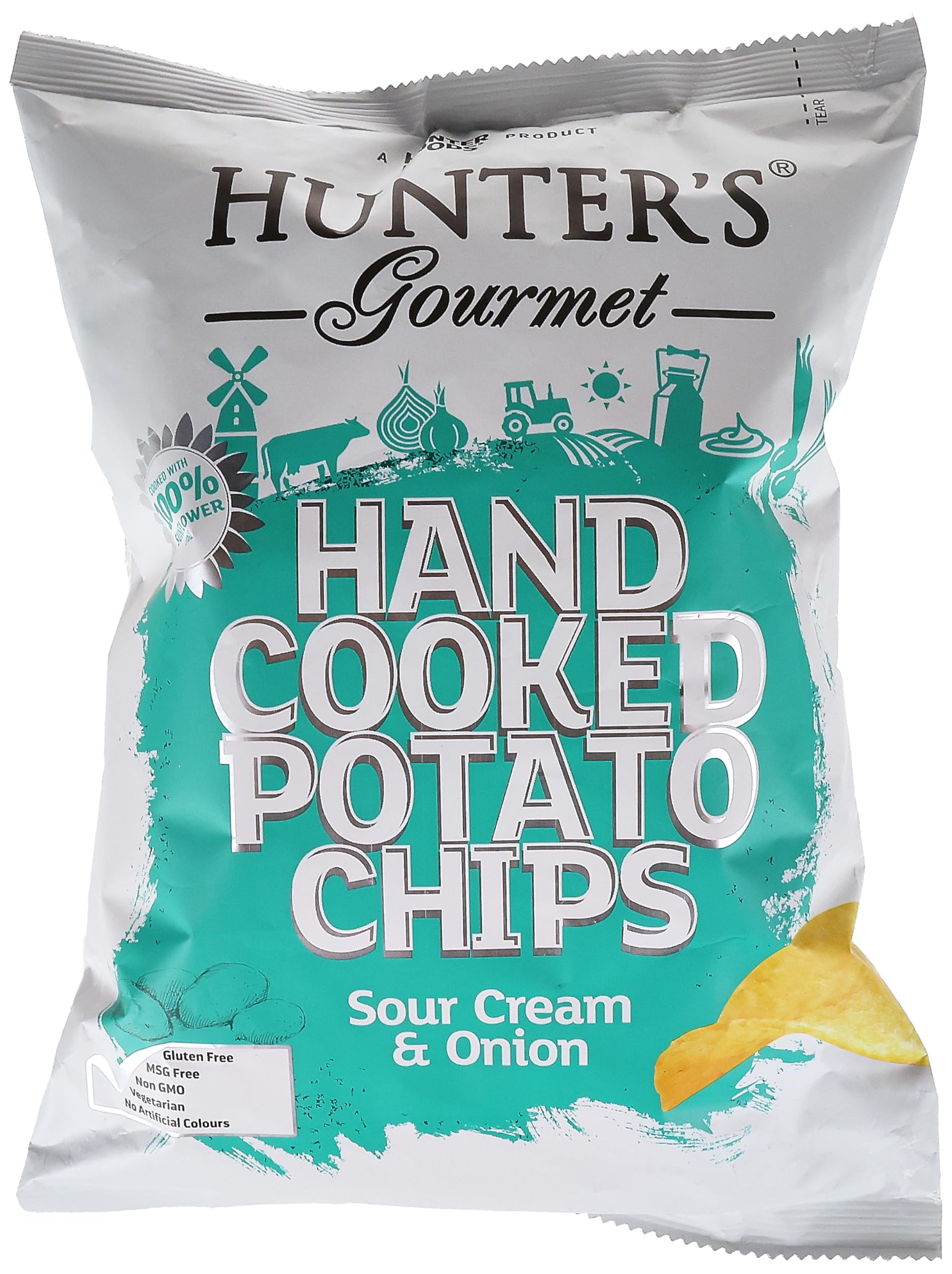 HUNTER'S GourmetHand Cooked Sour Cream and Onion Potato Chips 125 g