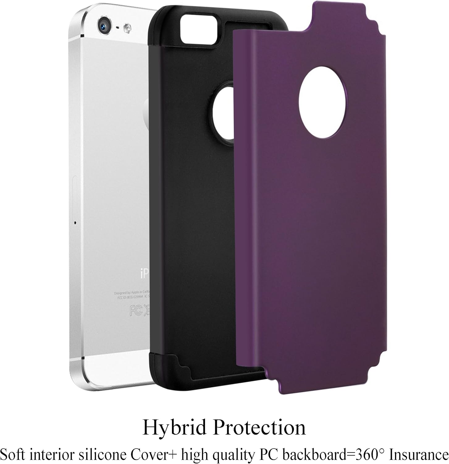 Ailun Phone Case Compatible with iPhone 5s iPhone Se iPhone 5 Soft Interior Silicone Bumper Hard Shell Solid PC Back Shock Absorption Skid Proof Anti Scratch Hybrid Dual Layer Slim Cover Purple