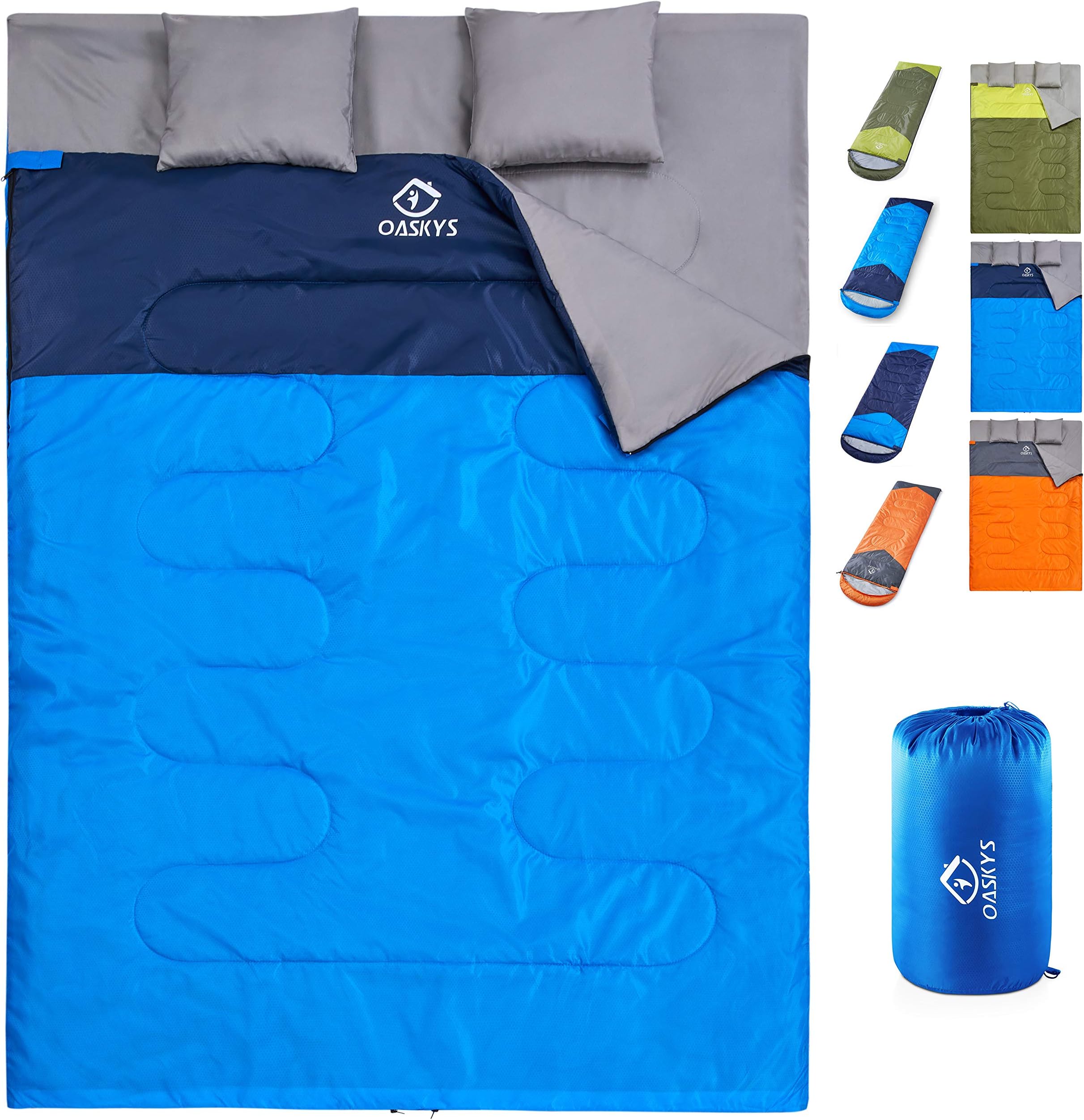 oaskys blue double sleeping bag
