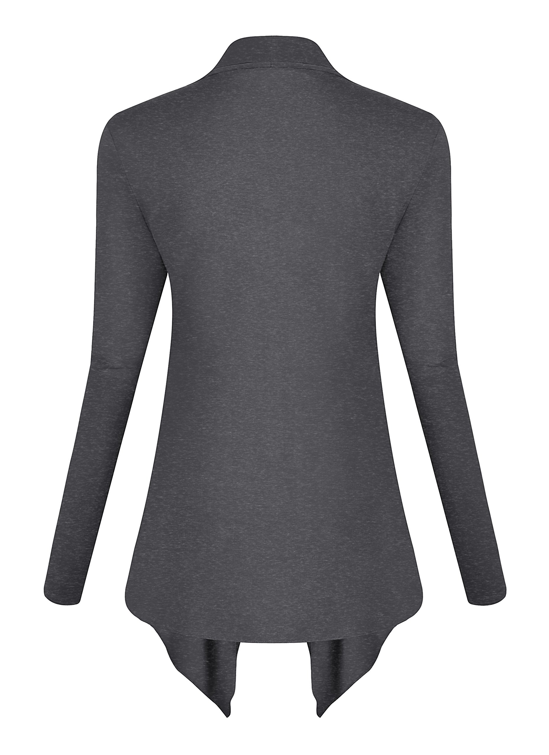 EXCHIC Donna Elastico Slim Fit Drappeggio Frontale Aperto Maniche Lunghe Cardigan con Hem Irregolare