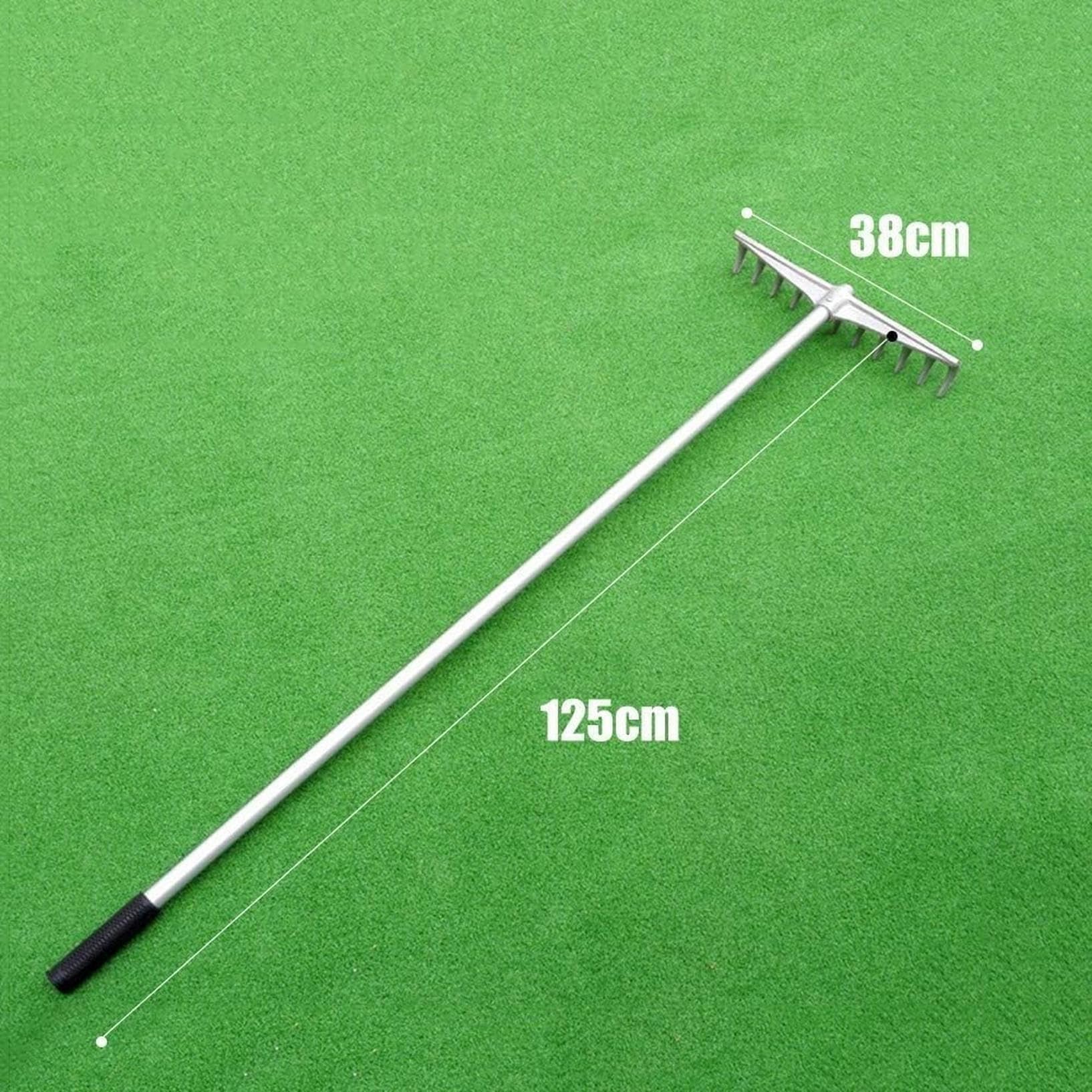 Grabie do piasku golfowego, całkowicie aluminiowe narzędzie do grabi golfowych do pułapek piaskowych plażowych, lekkie i trwałe, skok wzwyż 2 w 1 i płaska konstrukcja