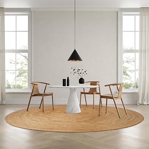 Miniatura 30 de Hausattire Alfombra Trenzada Bohemia Redonda de 4' - Multicolor, Alfombra de Área Circular de Yute y Algodón Estilo Granja para Cocina, Dormitorio