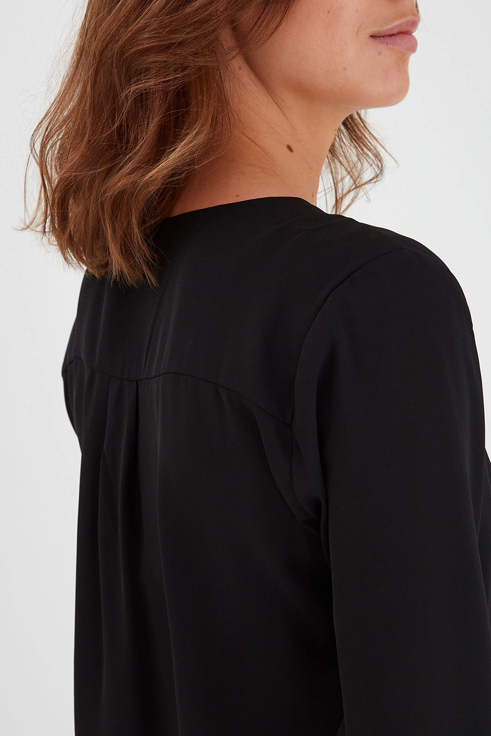 b.young BYHialice Damen Bluse Hemdbluse Langarm mit V-Ausschnitt