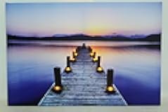 Northlight LED Lighted Sunset Boat Dock Scene Canvas Wall Art, 15.75