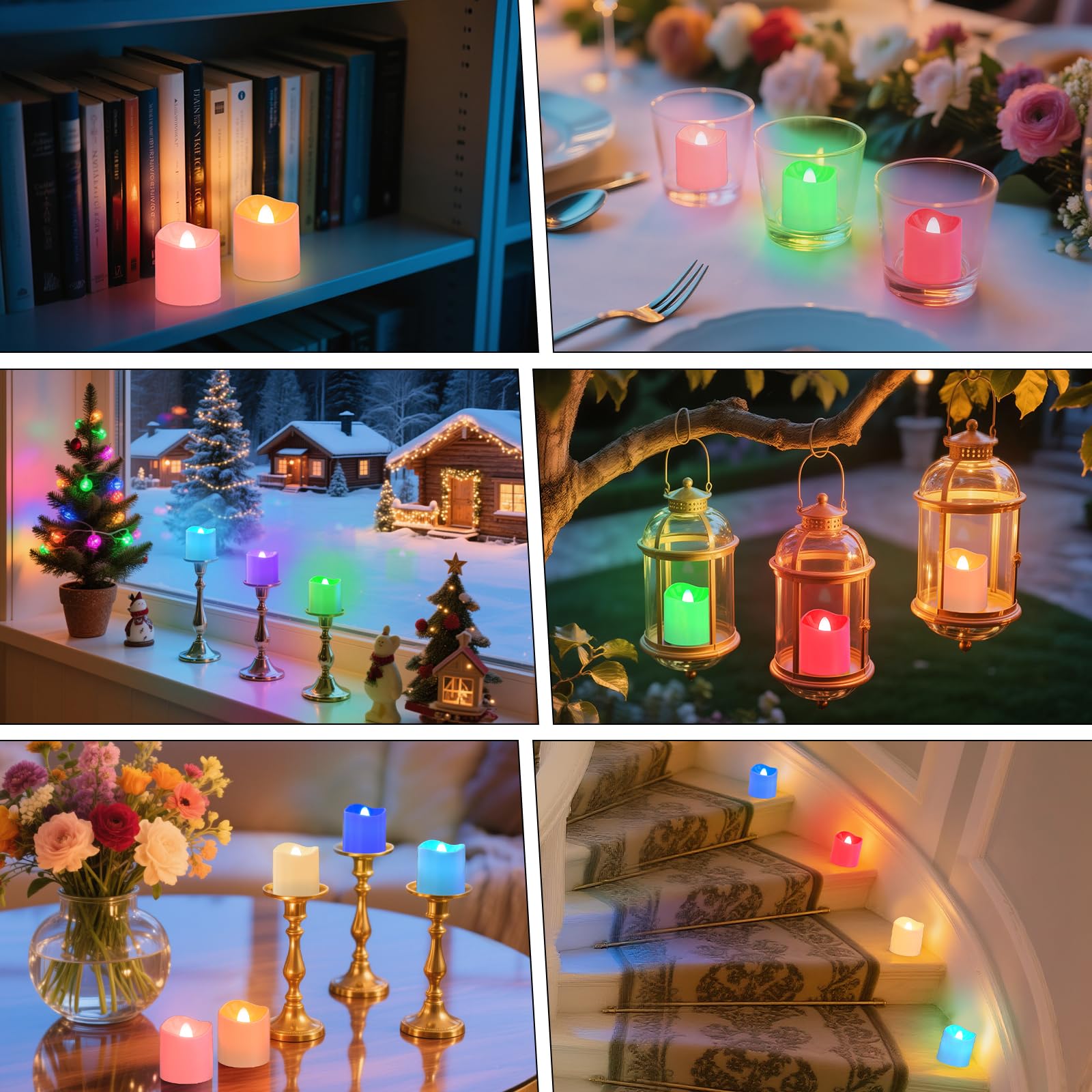 PChero LED Bunte Teelichter Wiederaufladbar mit Ladestation & Fernbedienung | 12er Multicolour Teelichter LED Aufladbar Kerzen Flackernd mit Timer, RGB Farbwechsel, für Halloween Weihnachten Party Deko