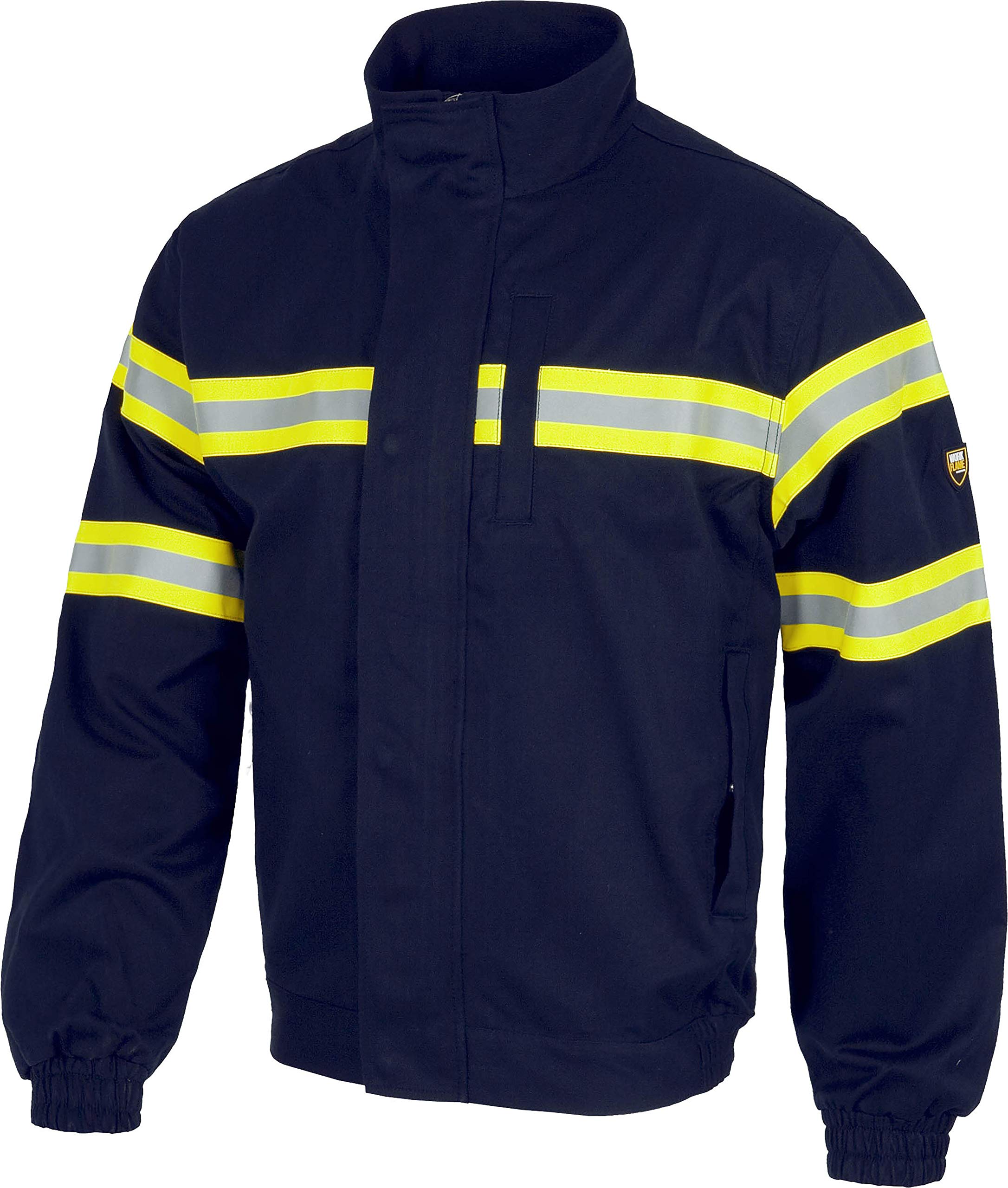 WORKTEAM Cazadora Ignífuga Antiestática Soldadura Arco Eléctrico EPI Cat III Cintas Reflectantes Tejido 310 g/m² Alta Visibilidad