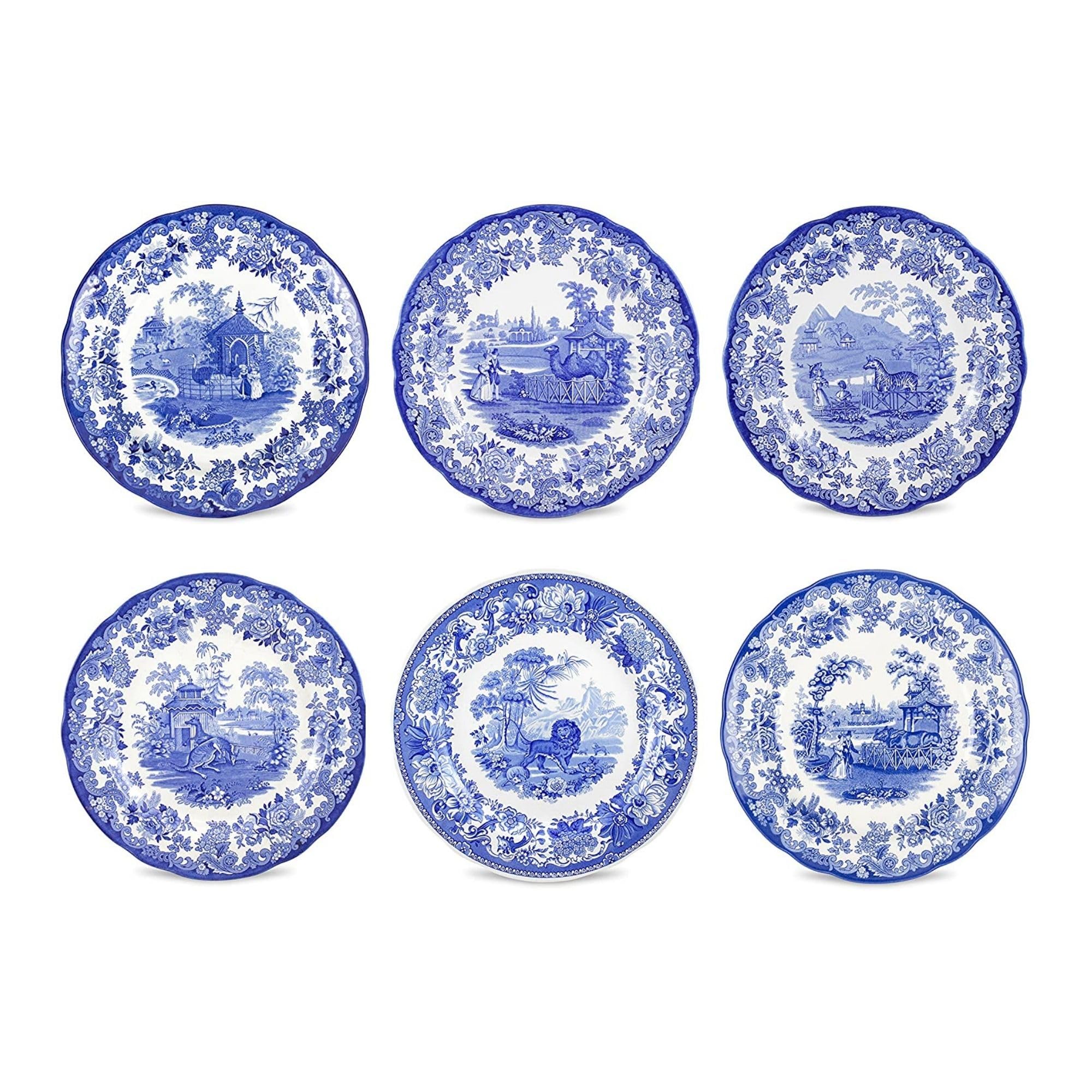 Spode BlUE BLOOM コレクションウイロウ２７センチ皿6枚セット Amazon.com | Spode Blue Room Zoological Plates, Set of 6 Assorted