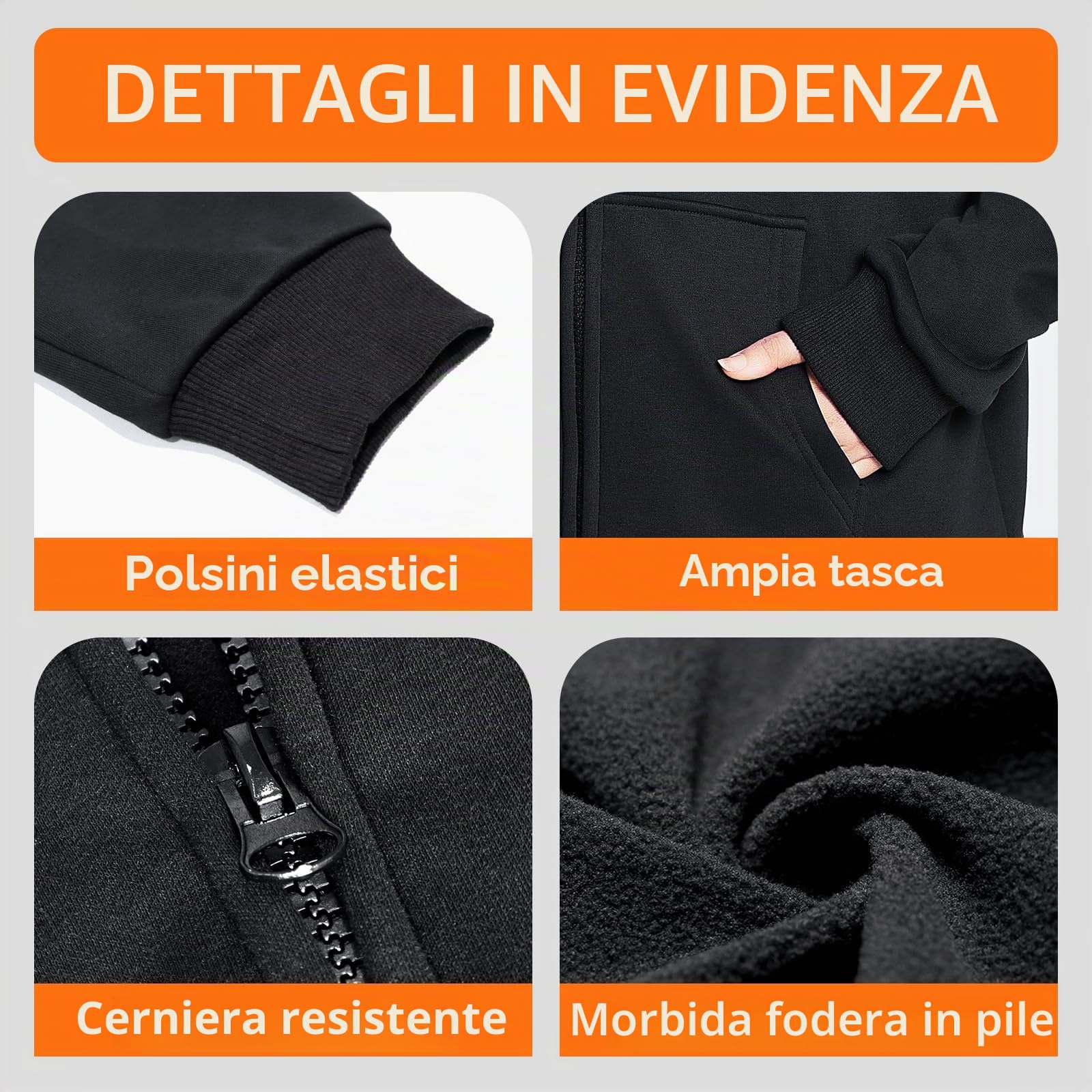 seenlast Felpa Riscaldata Uomo Donna, Giacca Riscaldata Unisex con Batteria 10000mAh, Felpa con Cappuccio Riscaldata per Uomo Donna, Giacca Termica con 6 Zone Riscaldamento 3 Temperatura Regolabile