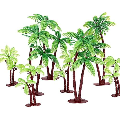 Jovitec 16 piezas de decoración de pastel de palmera verde con cocos para decoración de pasteles (3.15 pulgadas, 14 piezas, 5.5 pulgadas, 2 piezas)