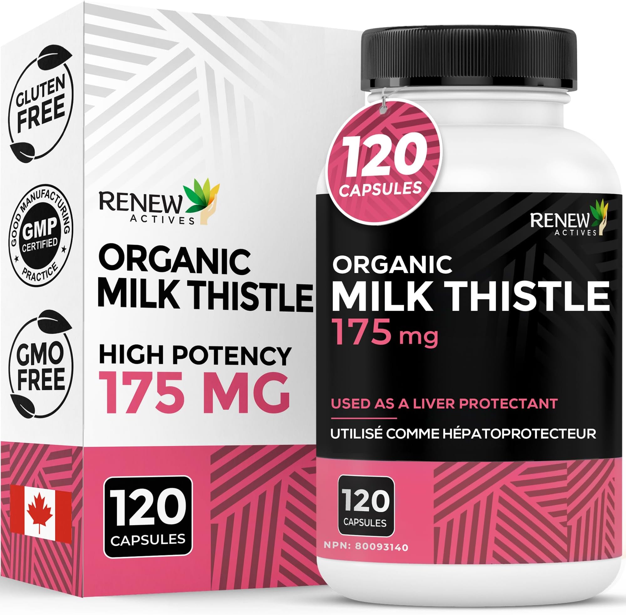 Milk Thistle Capsules 175MG per Serving Organic Seed Extract for Liver Health, Concentrated Silymarin Formula, Antioxidants, & Digestive Wellness – Made in Canada - 120 Capsules