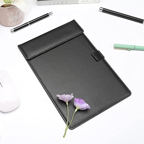 Miniatura 2 de KINGFOM Portapapeles de cuero ultra liso de 13 x 9 pulgadas, carpeta de papel A4, soporte para documentos de oficina, clip de archivo, tablero de