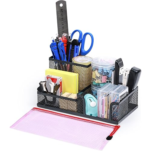 39pcs Office Supplies Set - Desk Accessory Kit with Pen Holder Stapler Staples Staple Remover and Paper Clips - Complete Office Stationery Set for Home or Work