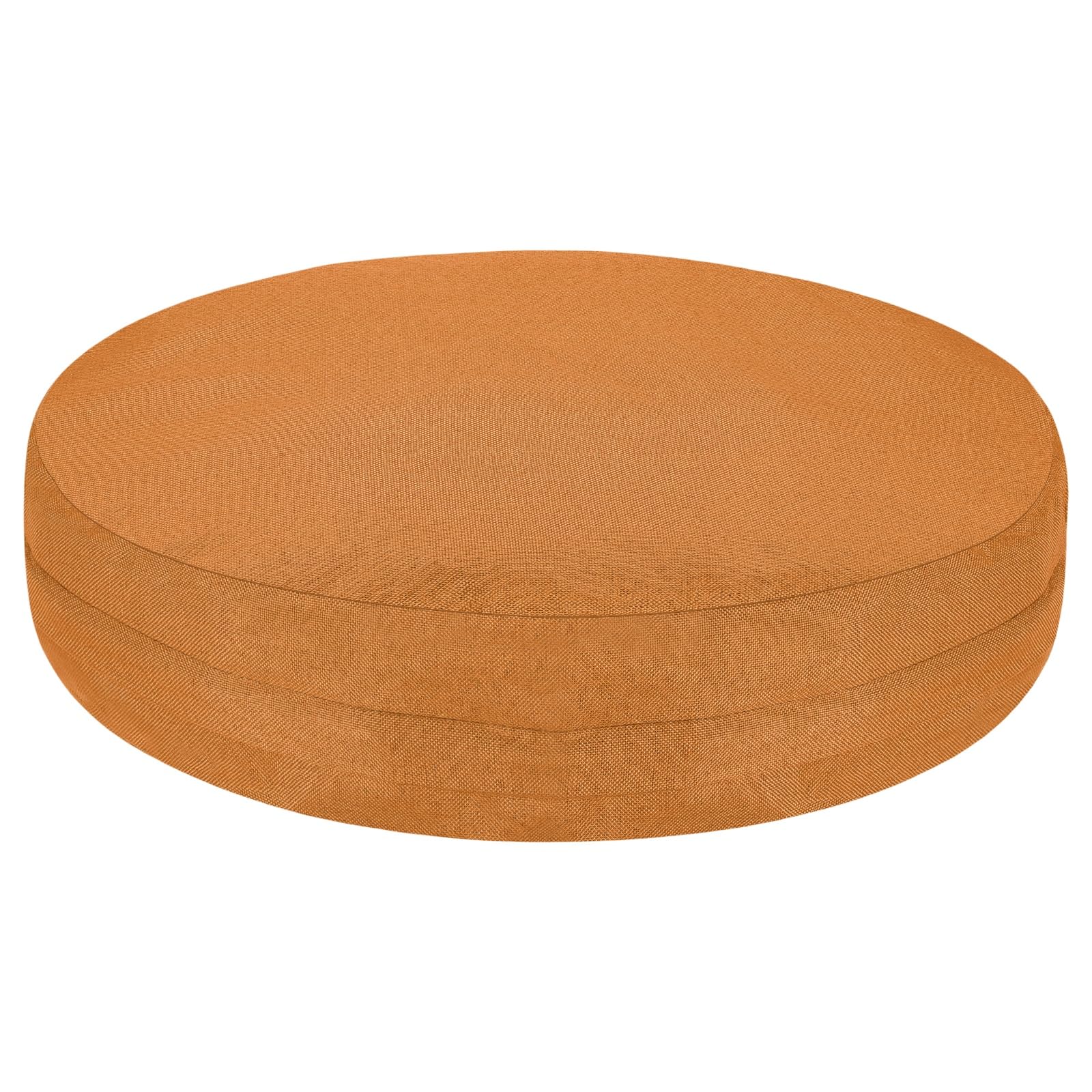 sourcing map Round Floor Pillow Cover, 23.6" Floor Cushion Cover, Washable Dustproof Round Tatami Meditation Pillow Protector with Zipper for Living Room Bedrooms Office Outdoor, Orange Yellow