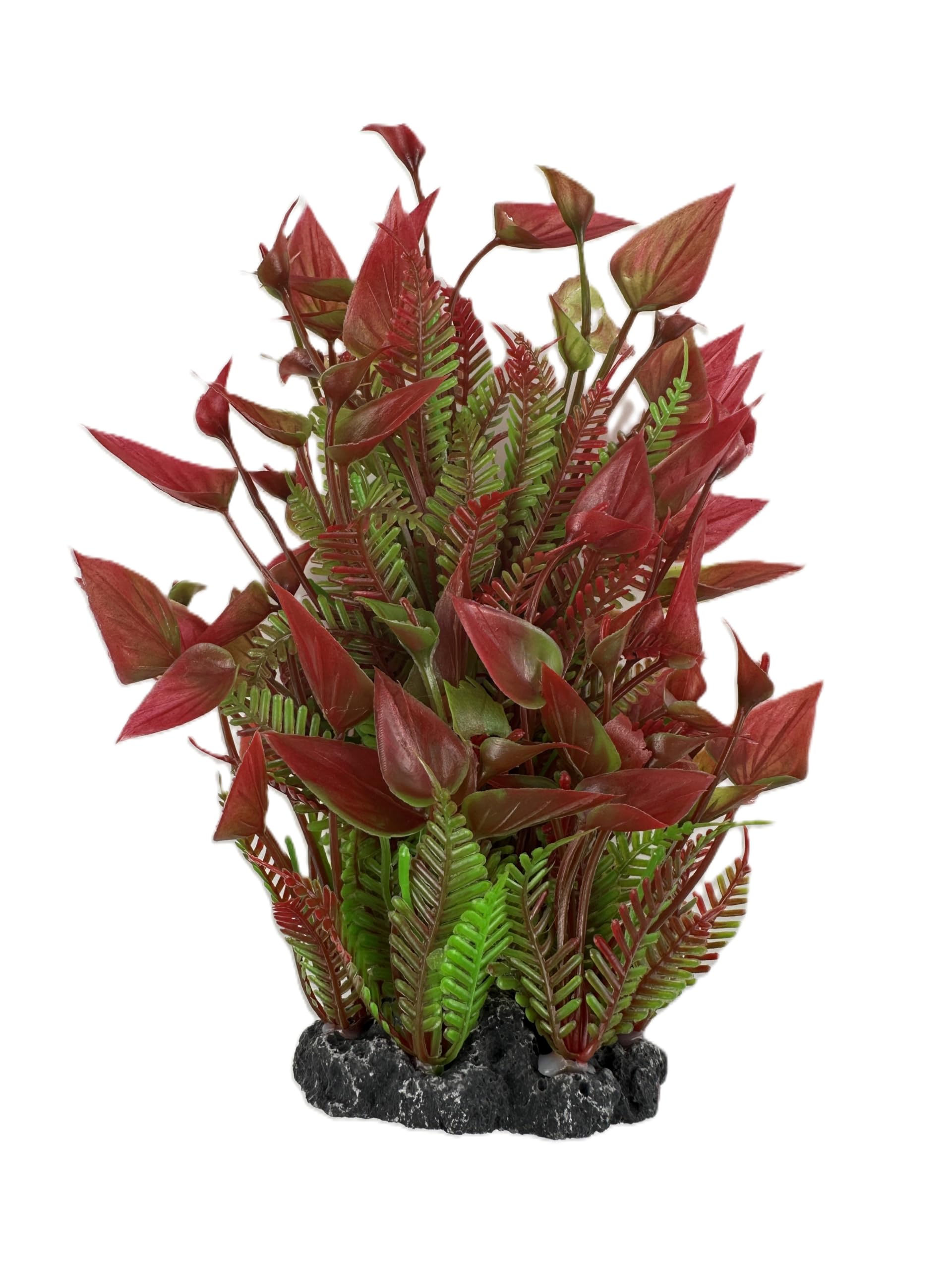Plante en plastique pour aquarium Xs005a fougère artificielle rouge et verte pour décor aquatique