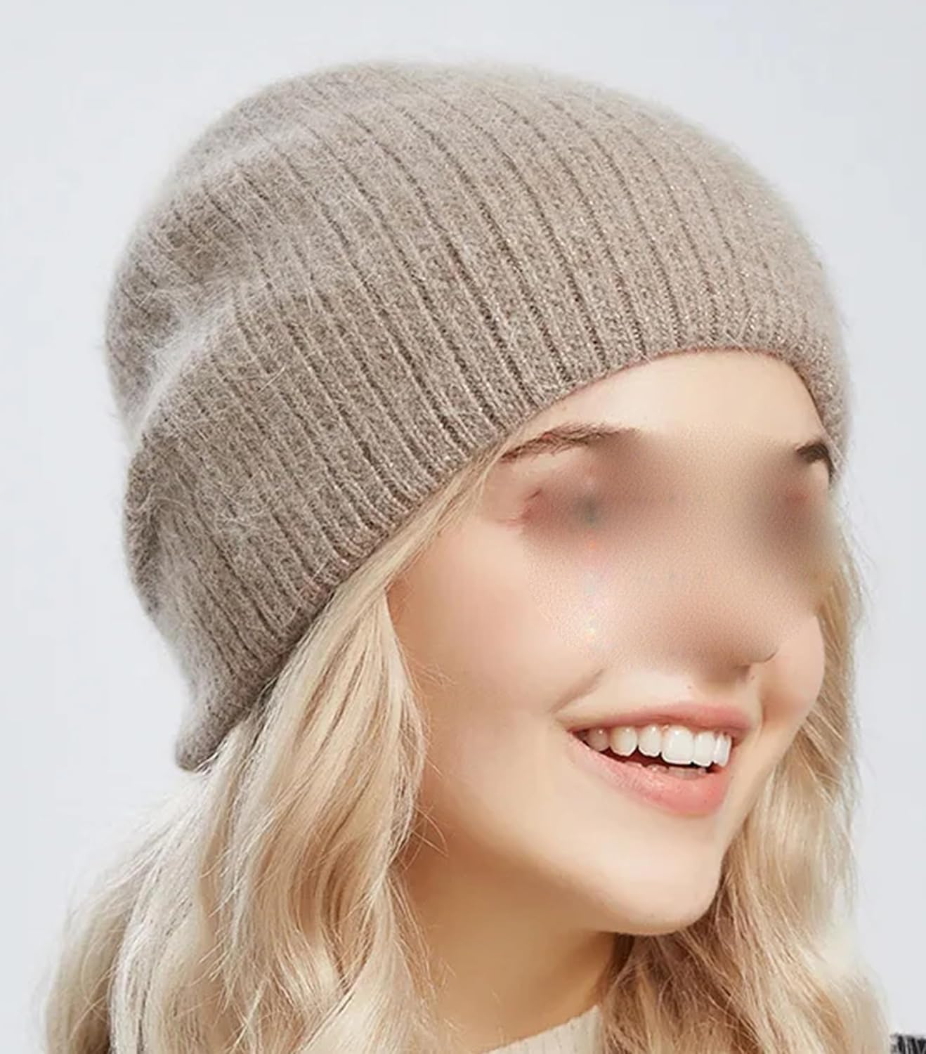 Women's Thick Warm Double Layer Wool Knitted Beanie Hat with Rhinestone Fashion Casual Slouchy Winter Beanies Hats