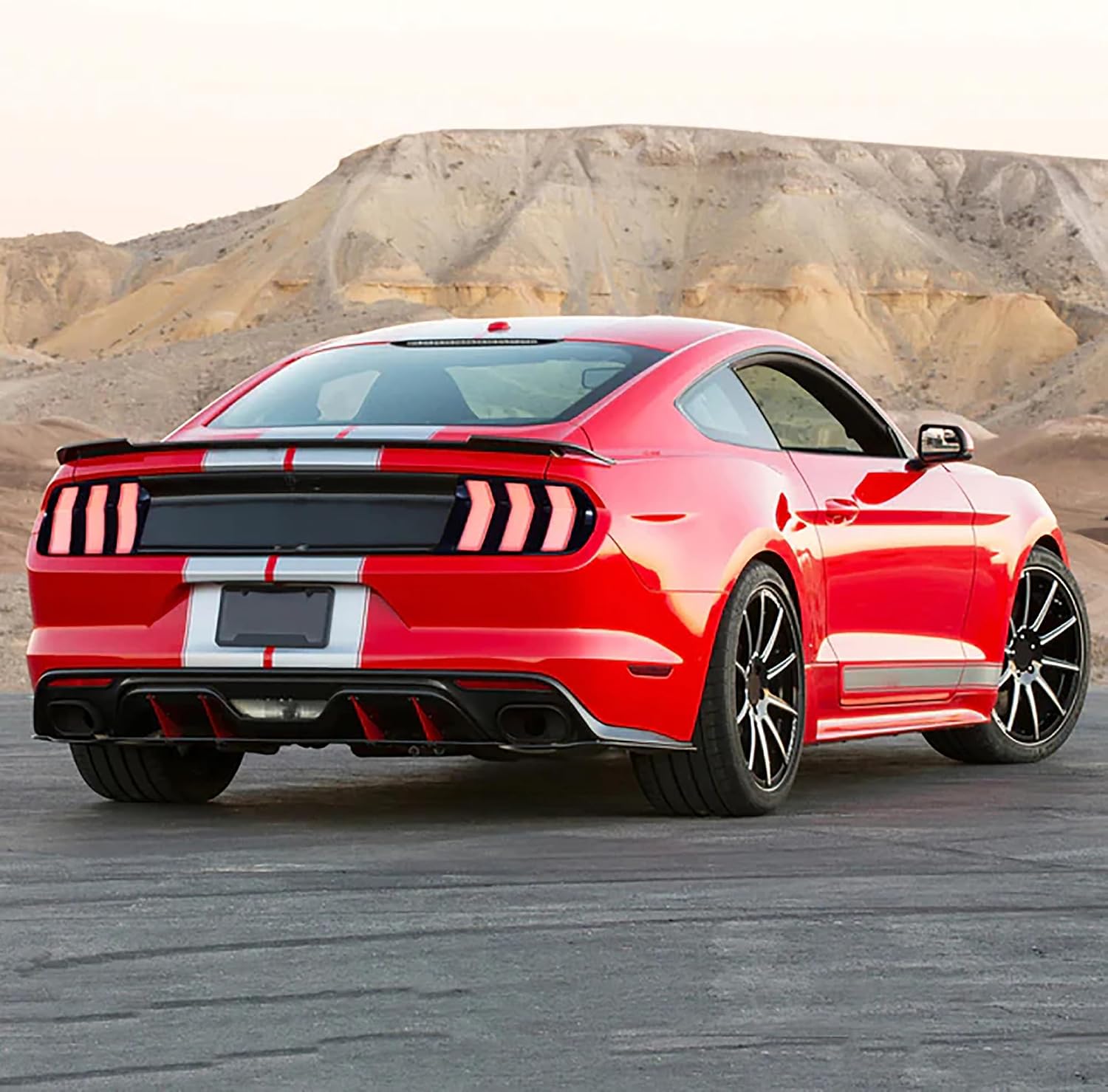 VLAND LED Rear Lights Compatible with Mustang 2015-2023 w/Sequential Turn Signal (5-Modes Switchable Lighting), Smoke Lens Taillight Assembly, Passenger&Driver Sides