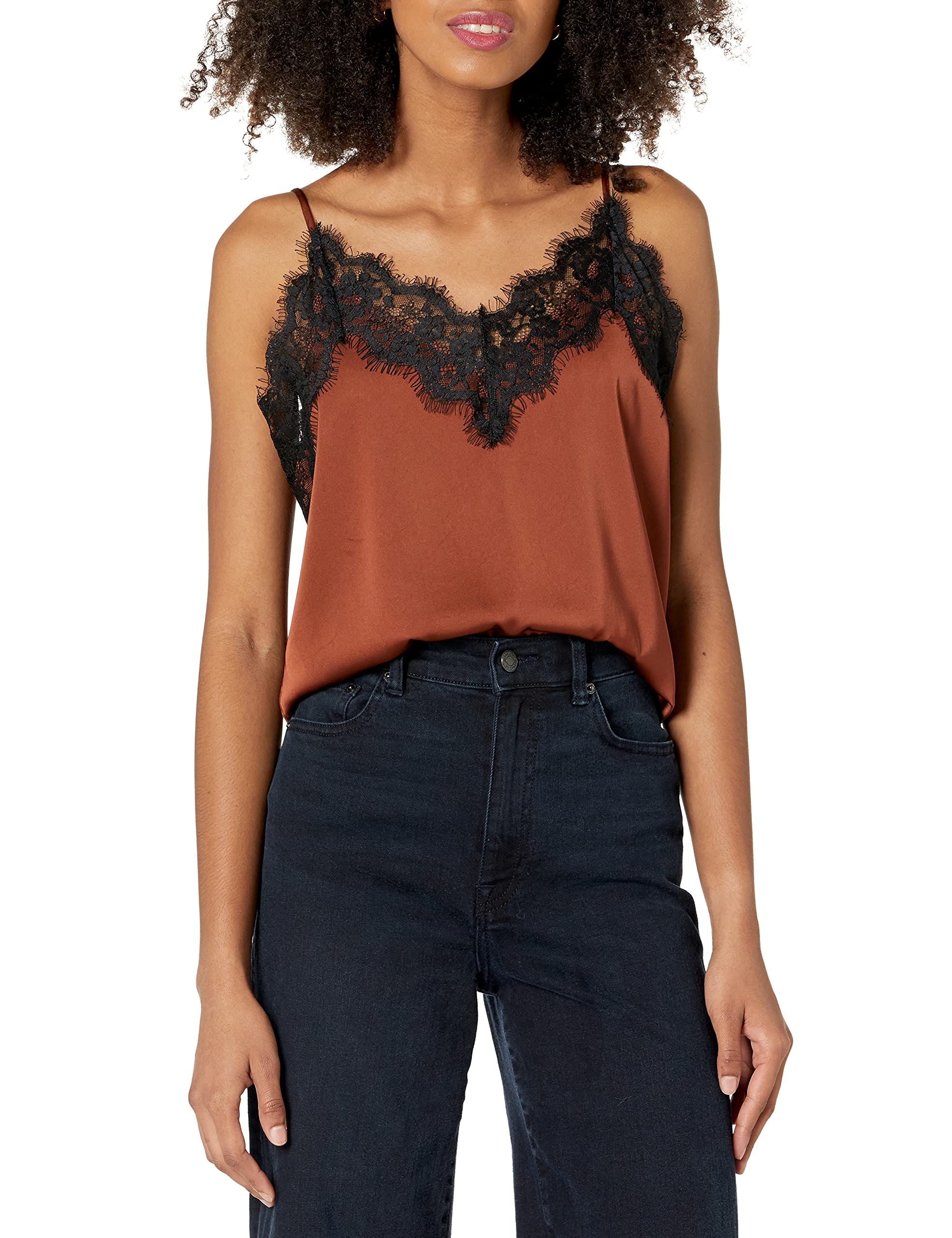 The Drop Natalie Camisola de tirantes con encaje y cuello de pico para Mujer