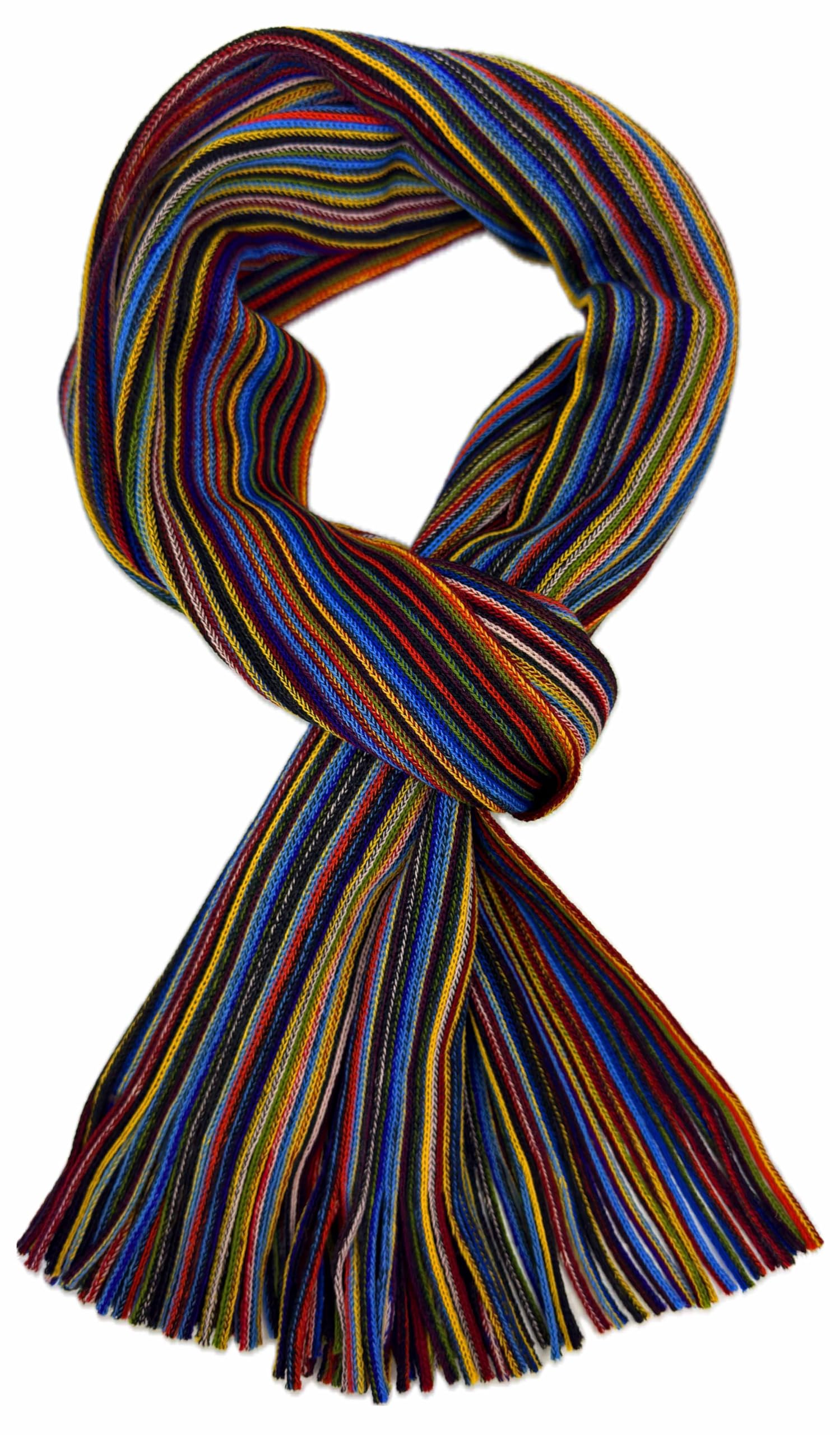 Rotfuchs Wollschal Strickschal Herrenschal Unisex 100% Wolle Merino Extrafein Gestreift Bunt Mehrfarbig Made in Germany