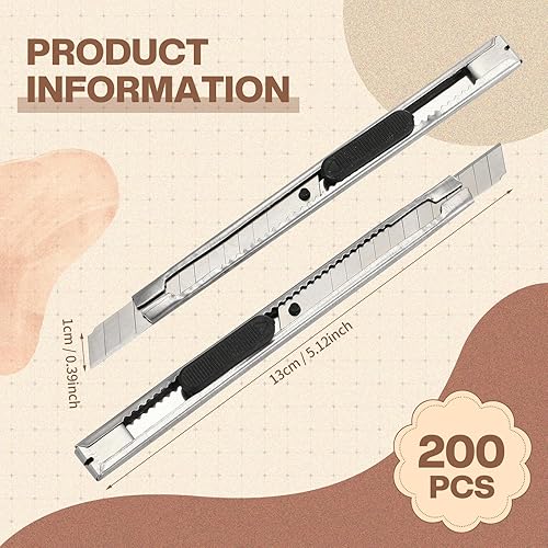 Miniatura 2 de Willbond 200 piezas de cuchillos utilitarios pequeños retráctiles a presión, cortador de hoja de 0.354 in de ancho para apertura de letras o cajas