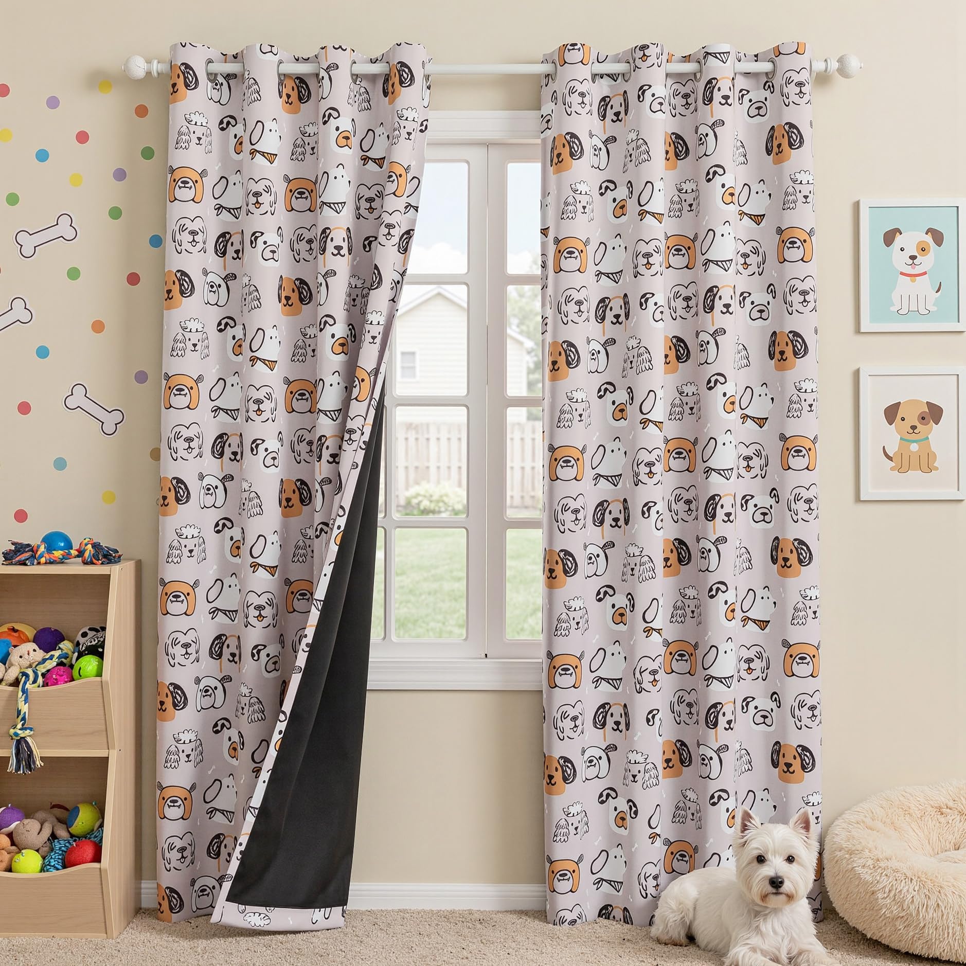 MYSKY HOME Blackout Curtains 84 Inch Length for Kids Room Grommet 2 Panels
