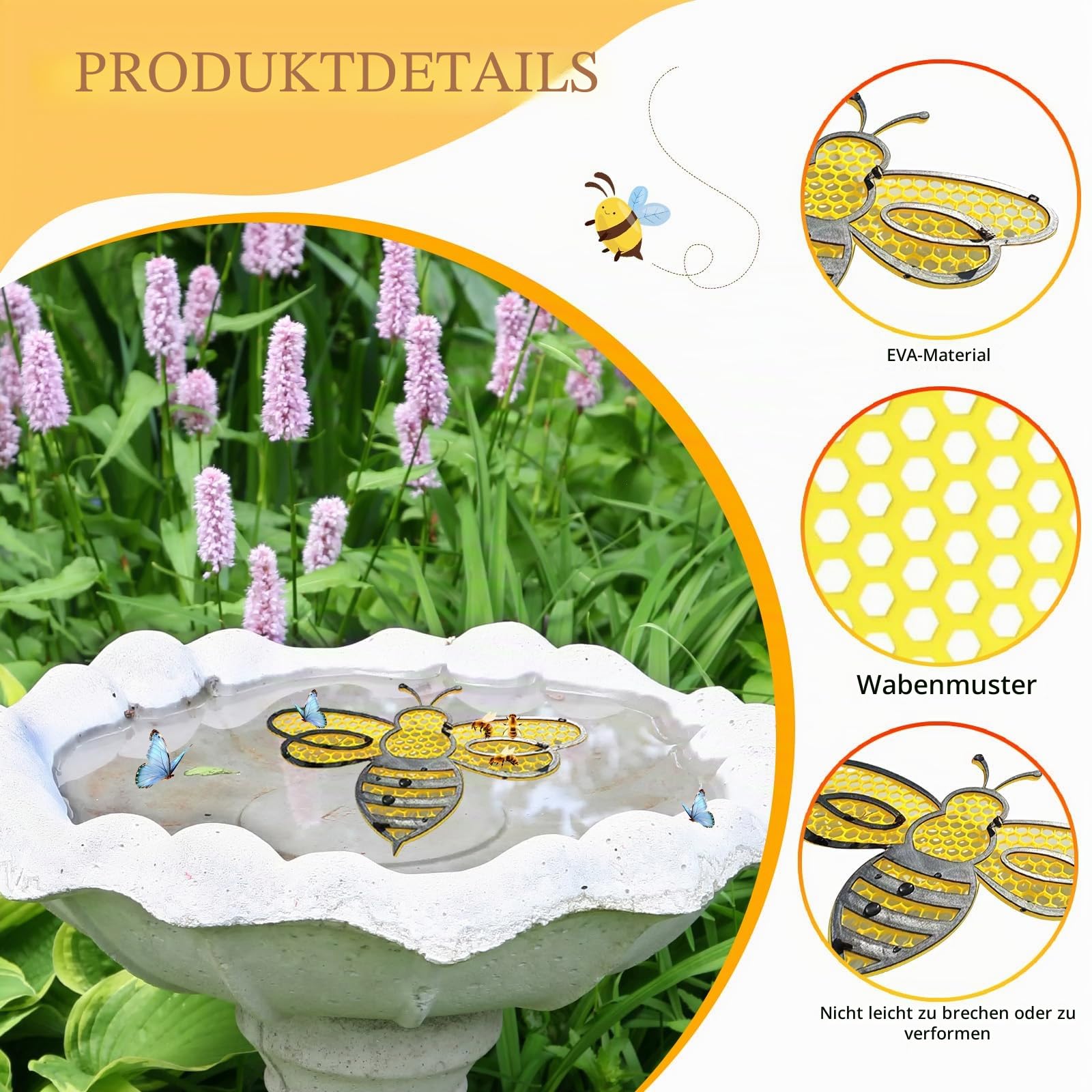 2er-Set Bienen-Wasserstation – 19 Cm Schwimmende  Produktbild-Vorschau 2
