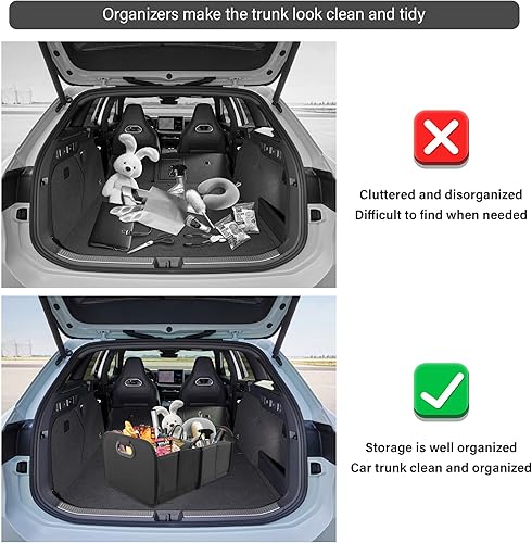 Miniatura 5 de Organizador de maletero de gran capacidad para automóvil, organizador plegable de múltiples compartimentos para guardar herramientas, juguetes,