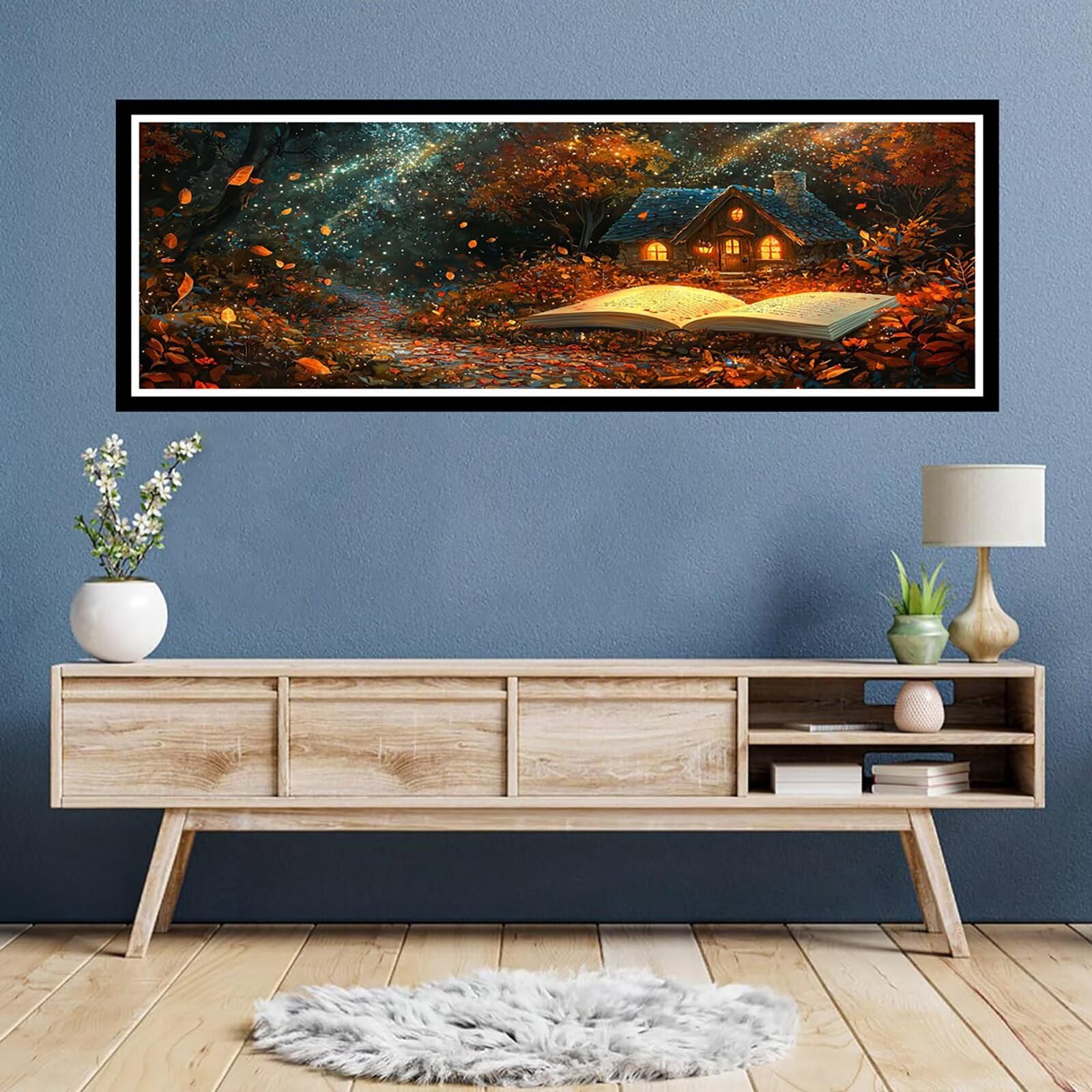 5D DIY domek diamentowy obraz duży rozmiar 60 x 180 cm, diamentowe malowanie dla dorosłych las, malowanie diamentowe haft ścieg krzyżykowy kryształ górski kreatywny zestaw do dekoracji wnętrz TU0N-14