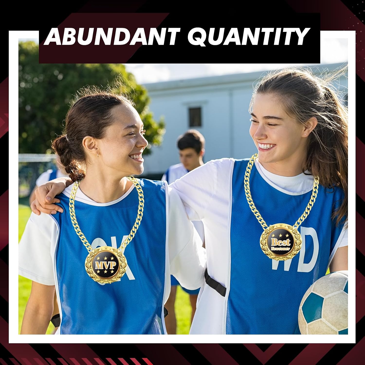 6 Pcs Blank Award Medals with Neck Chains Create Your Own Kit Cheer Medals Winner DIY MVP Participation Trophy Metal Prize Gifts for Soccer Football Party Game