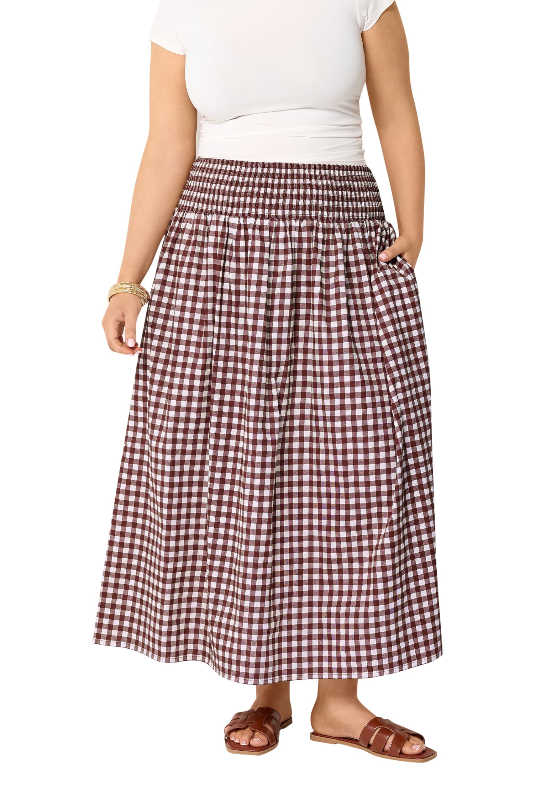 Yours Curve Red Gingham Maxi Skirt - Women's - Plus Size Curve