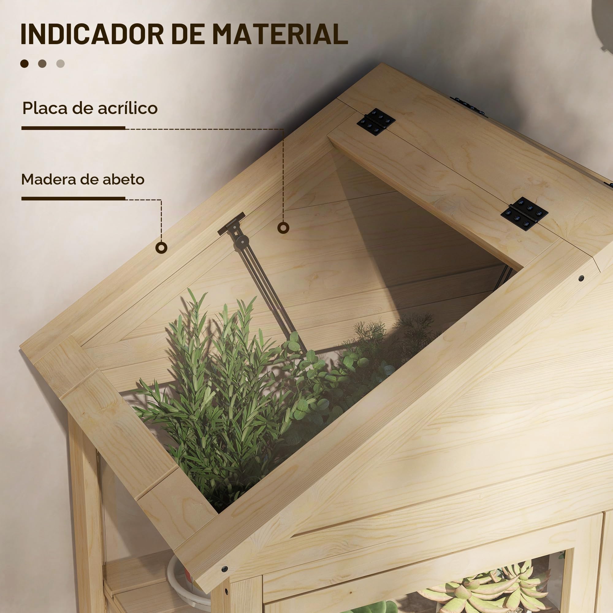 Outsunny Marco frío de Madera Invernadero con Cerradura Invernadero con 4 Niveles, claraboya, Caja de Marco frío con Puerta Doble, para jardín, balcón, Naturaleza, 100 x 56,5 x 178 cm