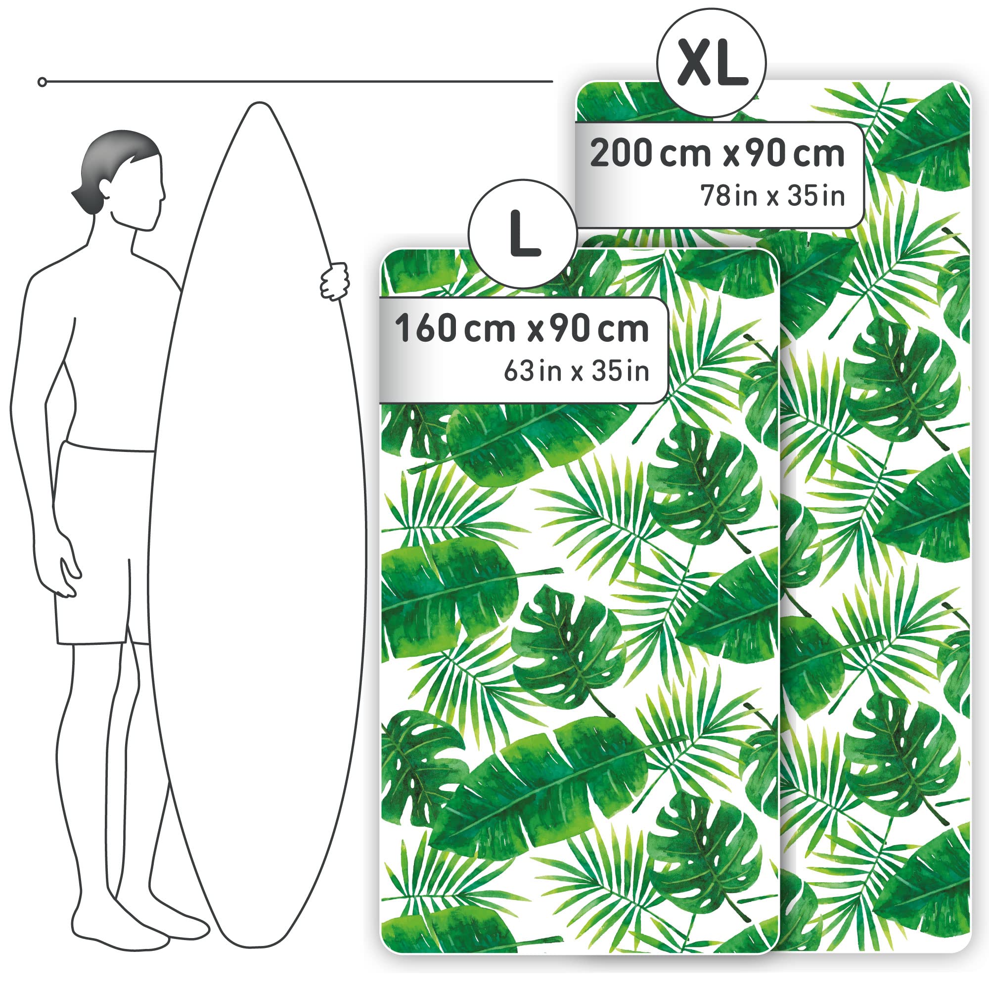 Fit-Flip Telo Mare microfibra – leggero, fine e ad asciugatura rapida - Asciugamano Microfibra Grande Telo Mare XXL - 100% riciclato - Tropic Leaves 200x90cm