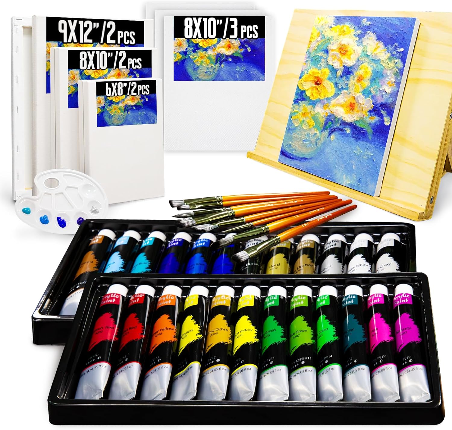 43 Pack Painting Set, Paint Kit, Acrylic Paint Kit with 6