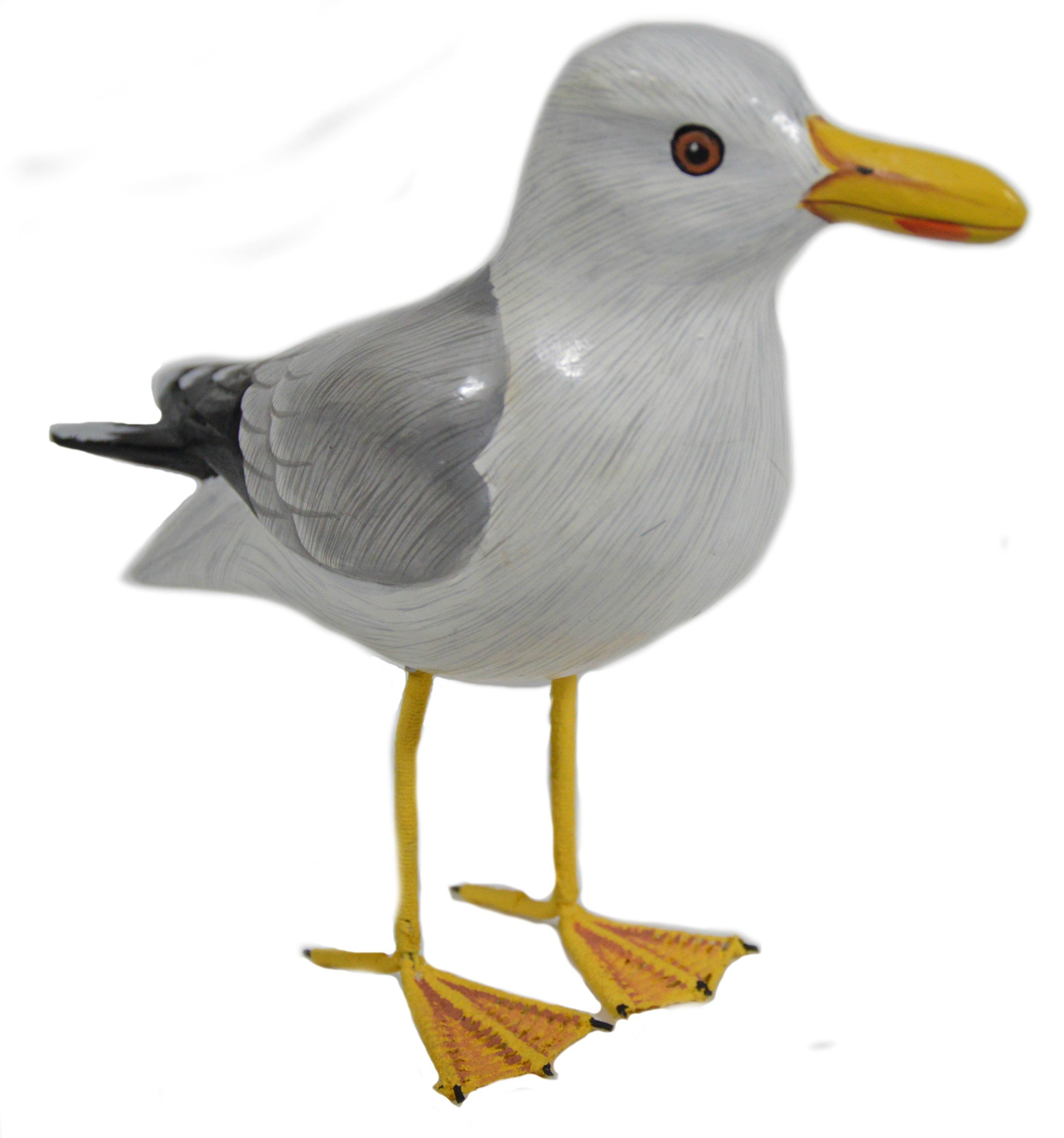 HAND CARVED WOOD DOCKSIDE SEAGULL ART TROPICAL NAUTICAL DECOR