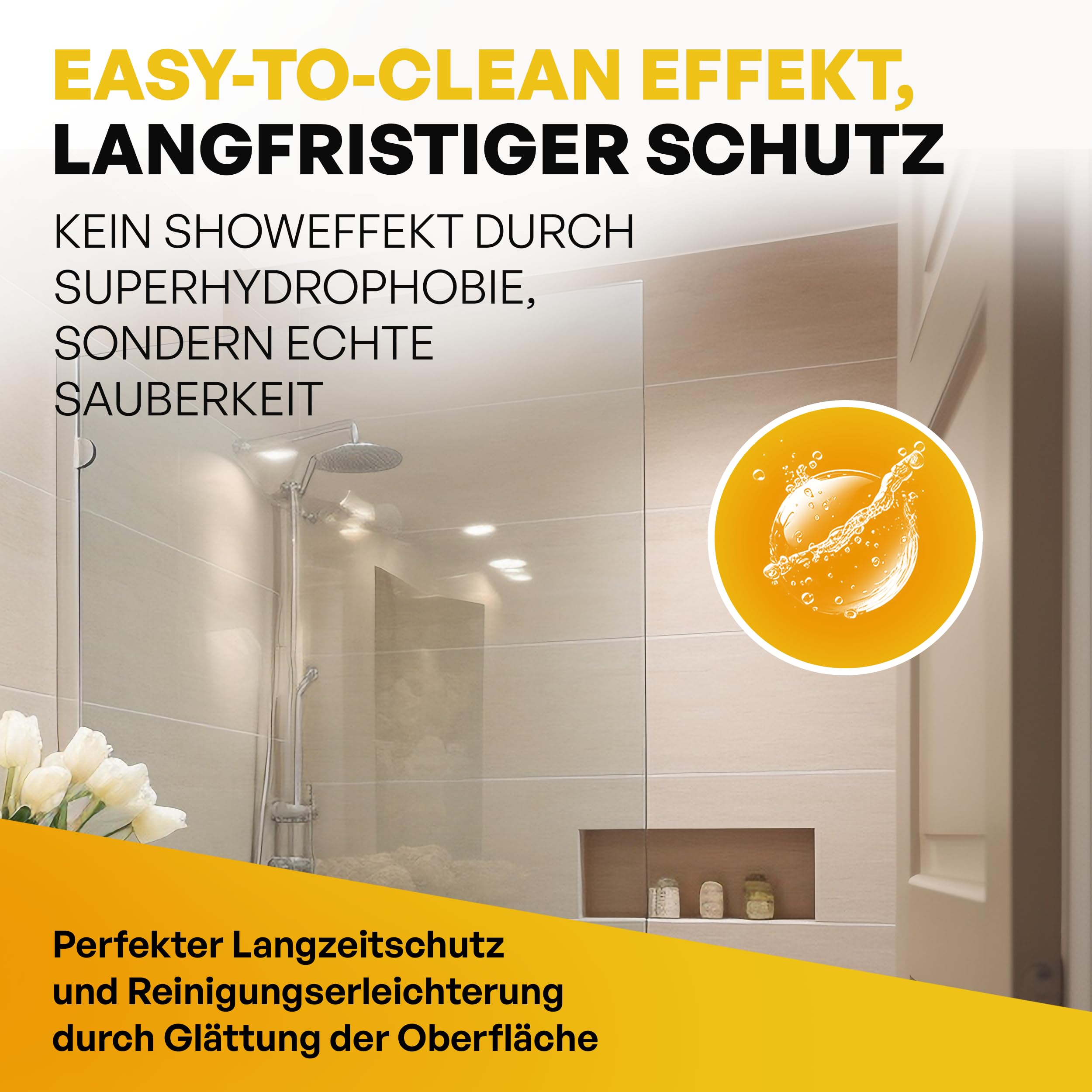 Nanotol Duschglasversiegelung Set – Glasversiegelung Dusche | Nanoversiegelung mit Easy-to-Clean Effekt für die Dusche - gegen Kalkanhaftung auf Duschglas, Fliesen & Armatur