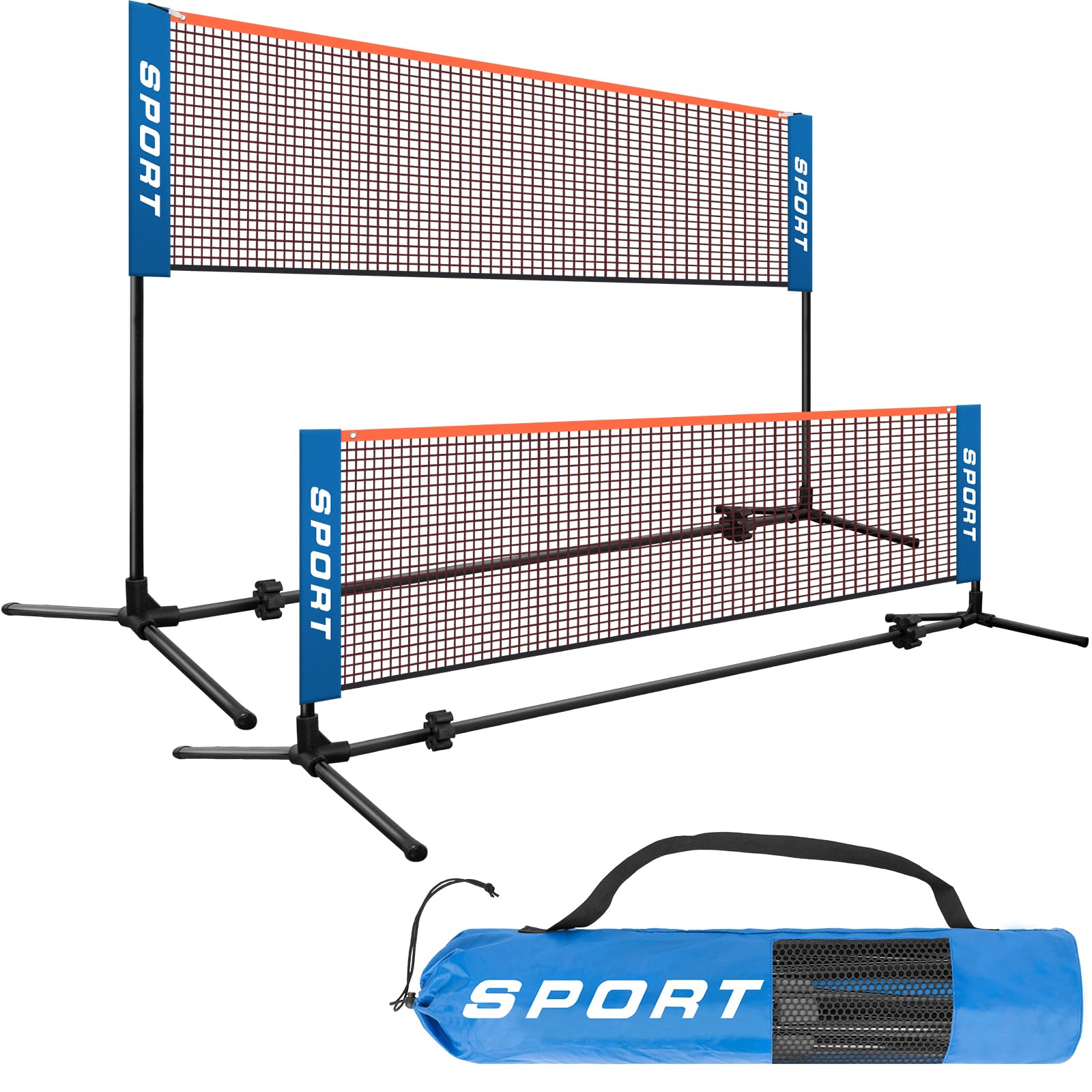 AKOZLIN Juego de red de bádminton portátil de altura ajustable con postes y bolsa de transporte para bádminton, voleibol, tenis, pickleball, tenis de fútbol, fácil instalación