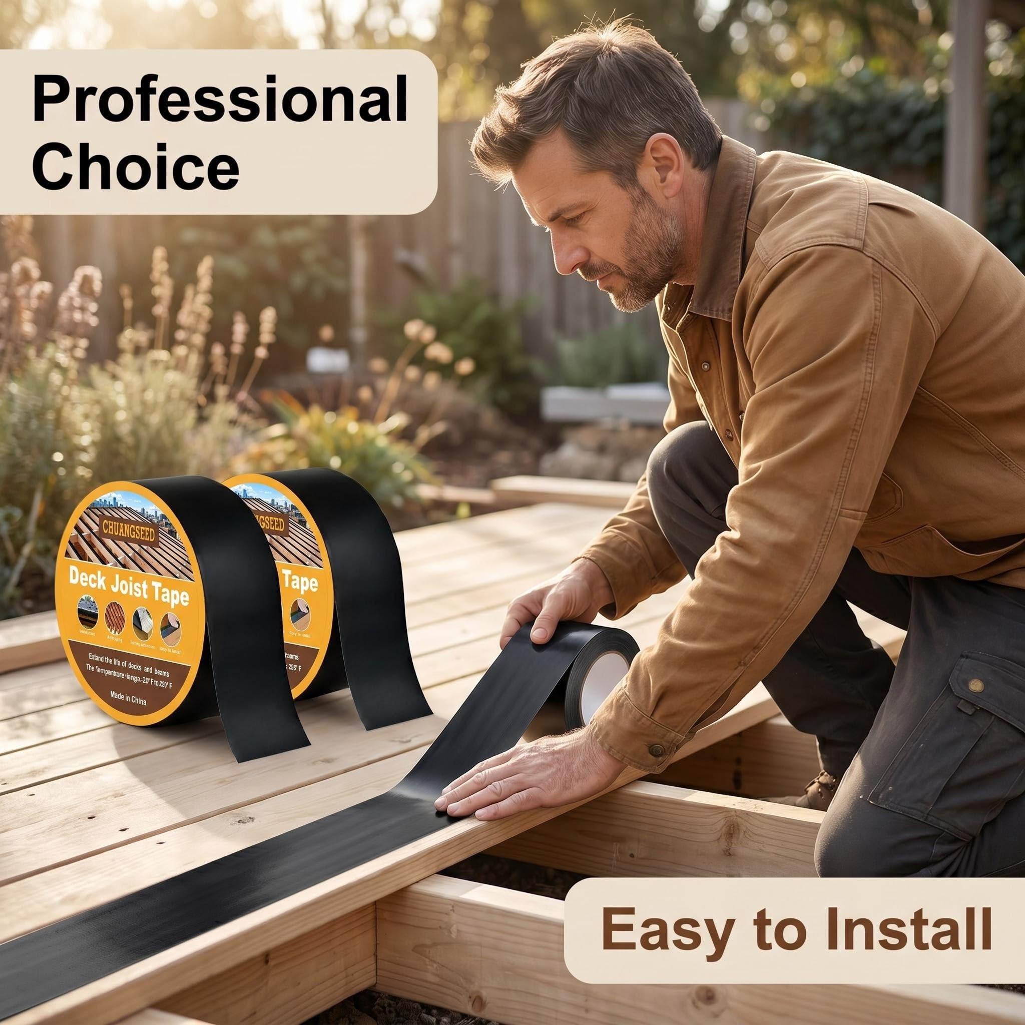 CHUANGSEED 6 rollos de cinta negra para vigas de cubierta, 50 mm x 15,2 m, goma butílica, impermeable, anticorrosión, para vigas de madera, patio, pasarela, terraza, construcción, mantenimiento de