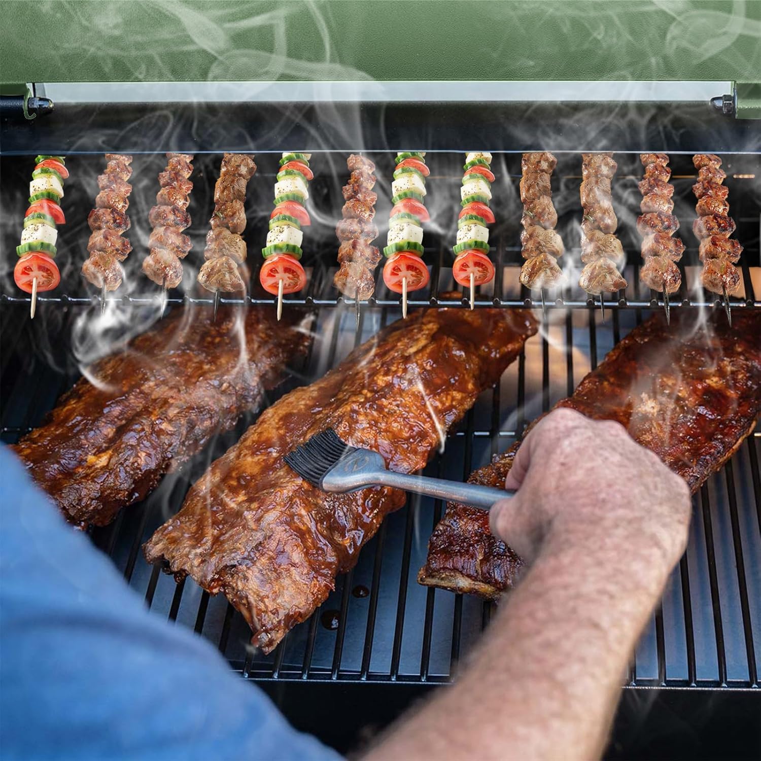 DAMNISS Holzpellet-Smoker & Grill, 0.29㎡ Kochbereich mit PID-Temperaturregelung (82.2-230.2 °C) Barbecue Elektrische Outdoor-Grills & Smoker, Terrasse, Hinterhof, Camping, für Fleisch, Braten (XL)