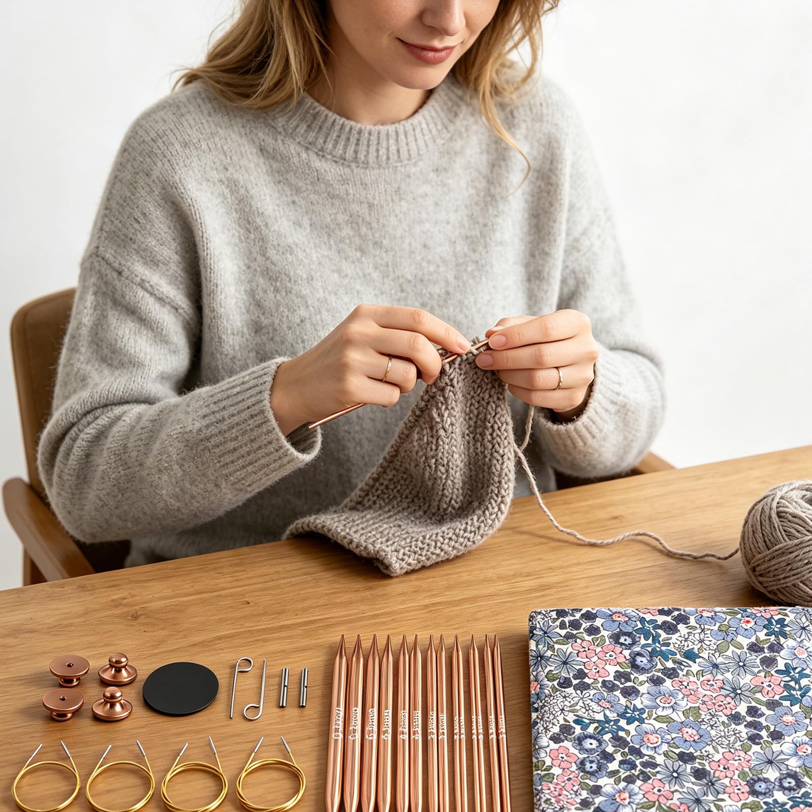 Home Knitting Circular Set con puntas de oro rosa de 10 cm