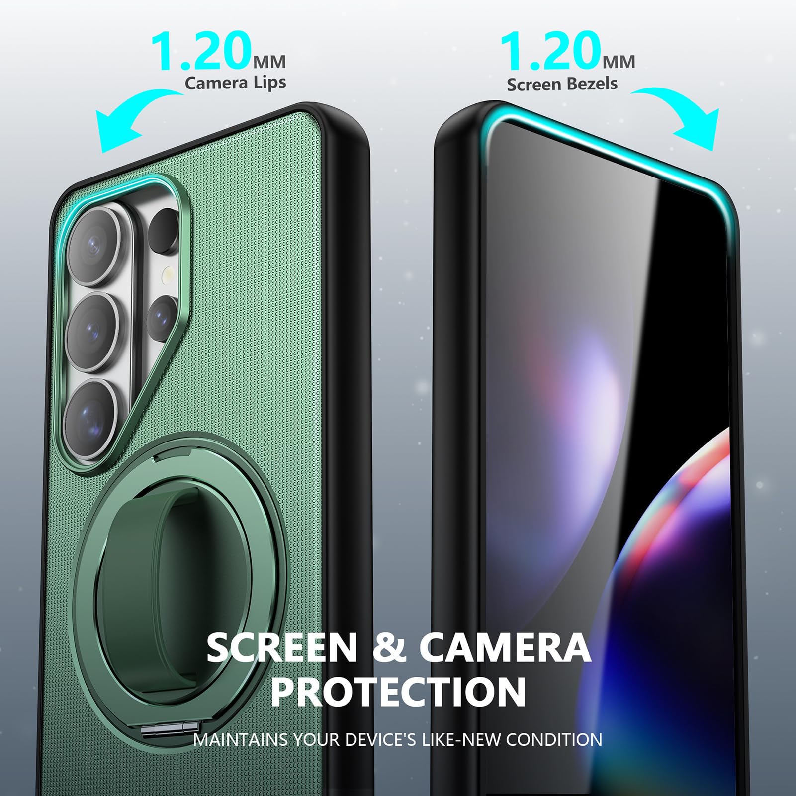 Magnetyczne etui do Samsung Galaxy S26 Ultra/S26+/S26, regulowany pasek na palec z pierścieniem ultra cienka obudowa ochronna na aparat, fioletowy, S26+