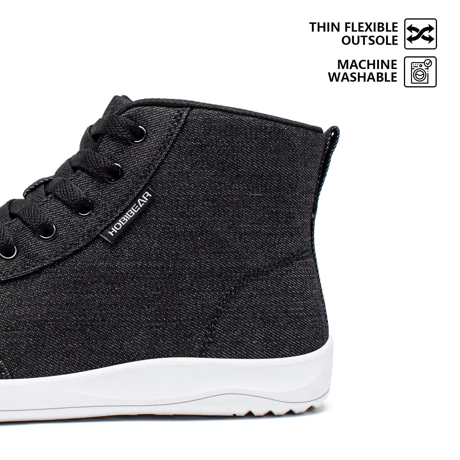 HOBIBEAR Chaussures pieds nus unisexes | Bout large | Baskets hautes en toile | Chaussures de trail confortables