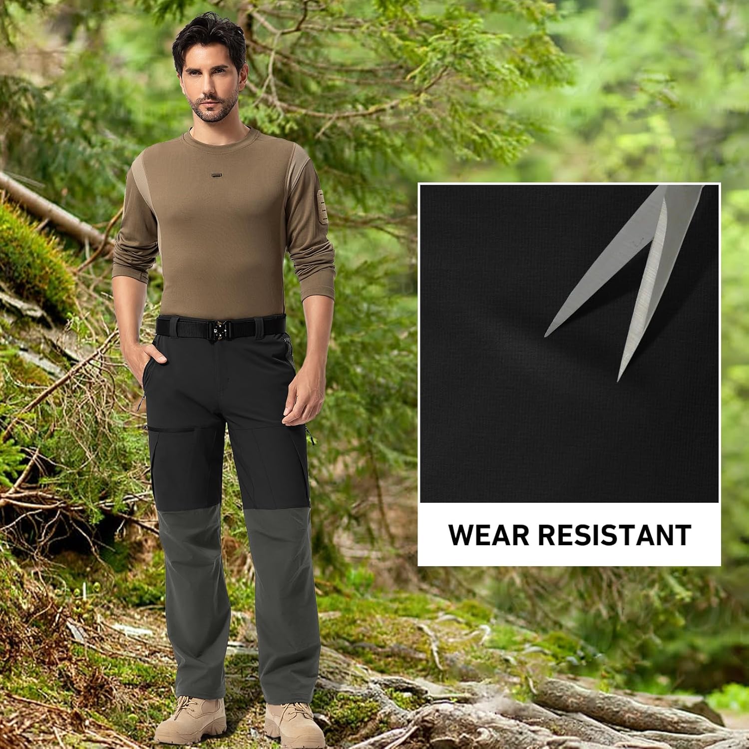 Mens Cargo Safari Hiking Pants Lightweight Waterproof Quick Dry Tactical Nylon Stretch Pants - Image 6