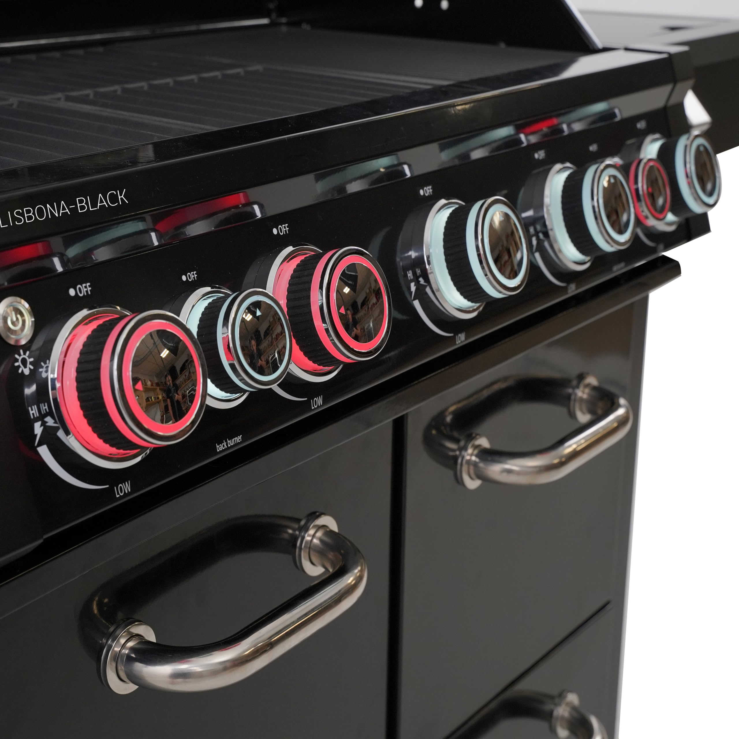 Barbecue a Gas 5 Bruciatori + Infrarossi + Fornello Laterale – BBQ Professionale 21 kW in Acciaio Inox con Griglie Ghisa, Piastra Reversibile, LED e Termometro | Cucina da Giardino
