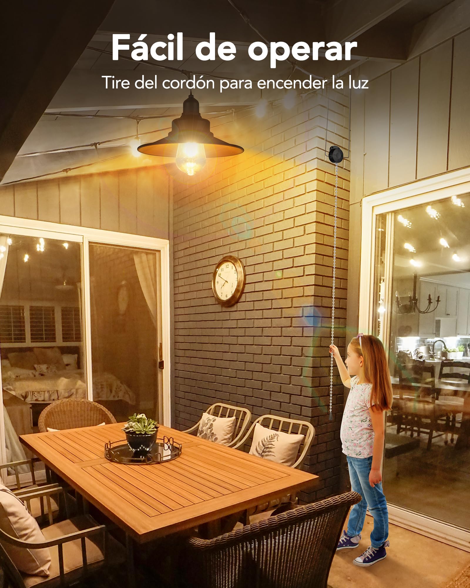 Lámpara Solar Interiorinterior Colgantes, IP65 Impermeable con Interruptor de Tirón Lampara Solar Exterior, Iluminación para Pabellón para Jardín, Terraza, Pabellón