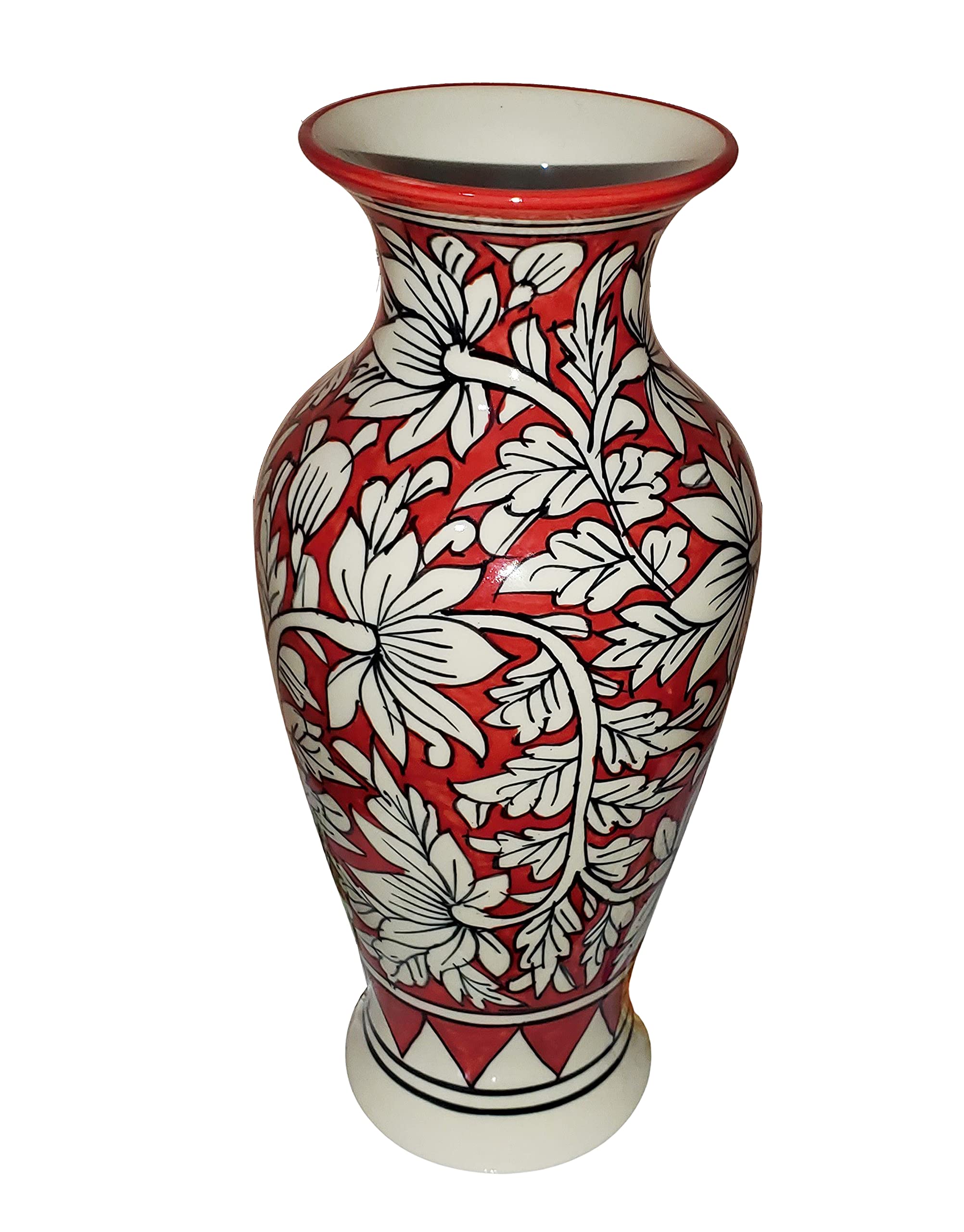 Pure Source India Hand Painted Flower Vase, Red